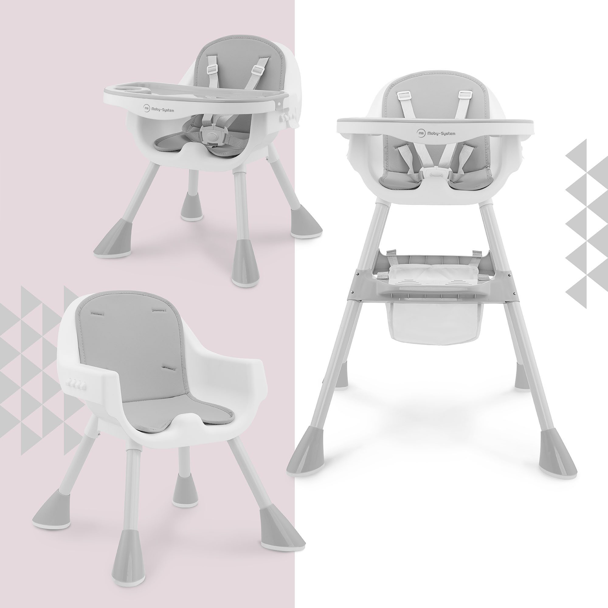 Moby-System Kinderstuhl Moby-System Magnolia 2in1 Hochstuhl - Grau günstig online kaufen