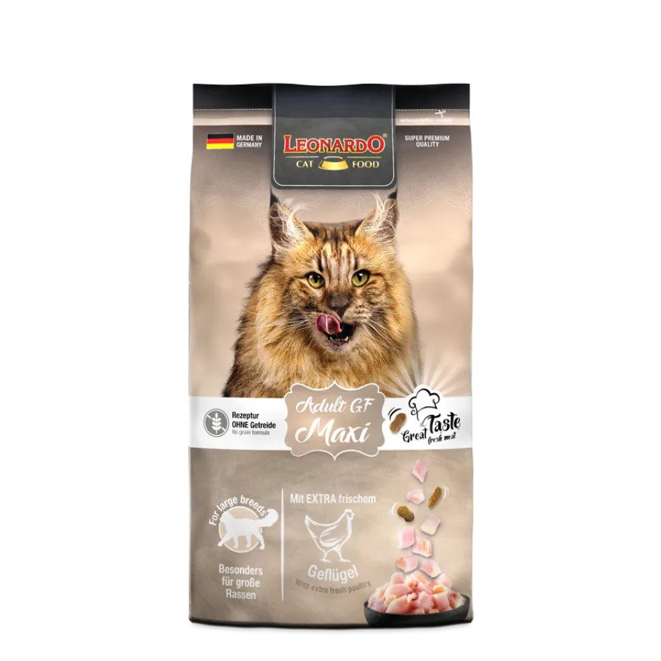 Leonardo Catfood Adult GF Maxi - getreidefreies Trockenfutter für große Katzenrassen, Trockenfutter für: Katzen