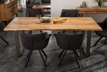 riess-ambiente Baumkantentisch LIVING EDGE 160cm natur / anthrazit (Einzelartikel, 1-St), Wildeiche-Massivholz · Metall · Kufen-Gestell · 3,5cm Platte · geölt