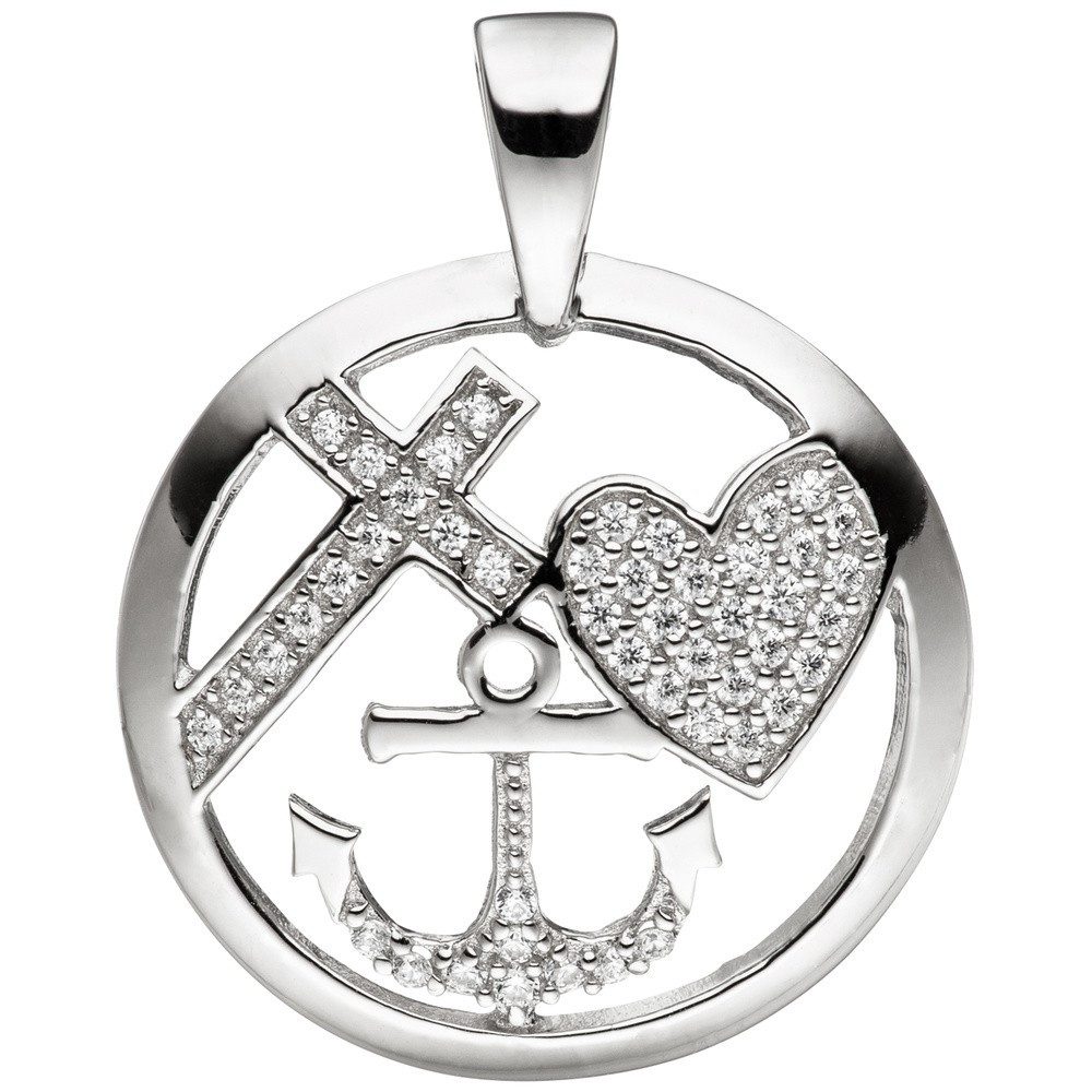Kettenanhänger Anhänger Glaube Liebe Hoffnung im Kreis 925 Silber