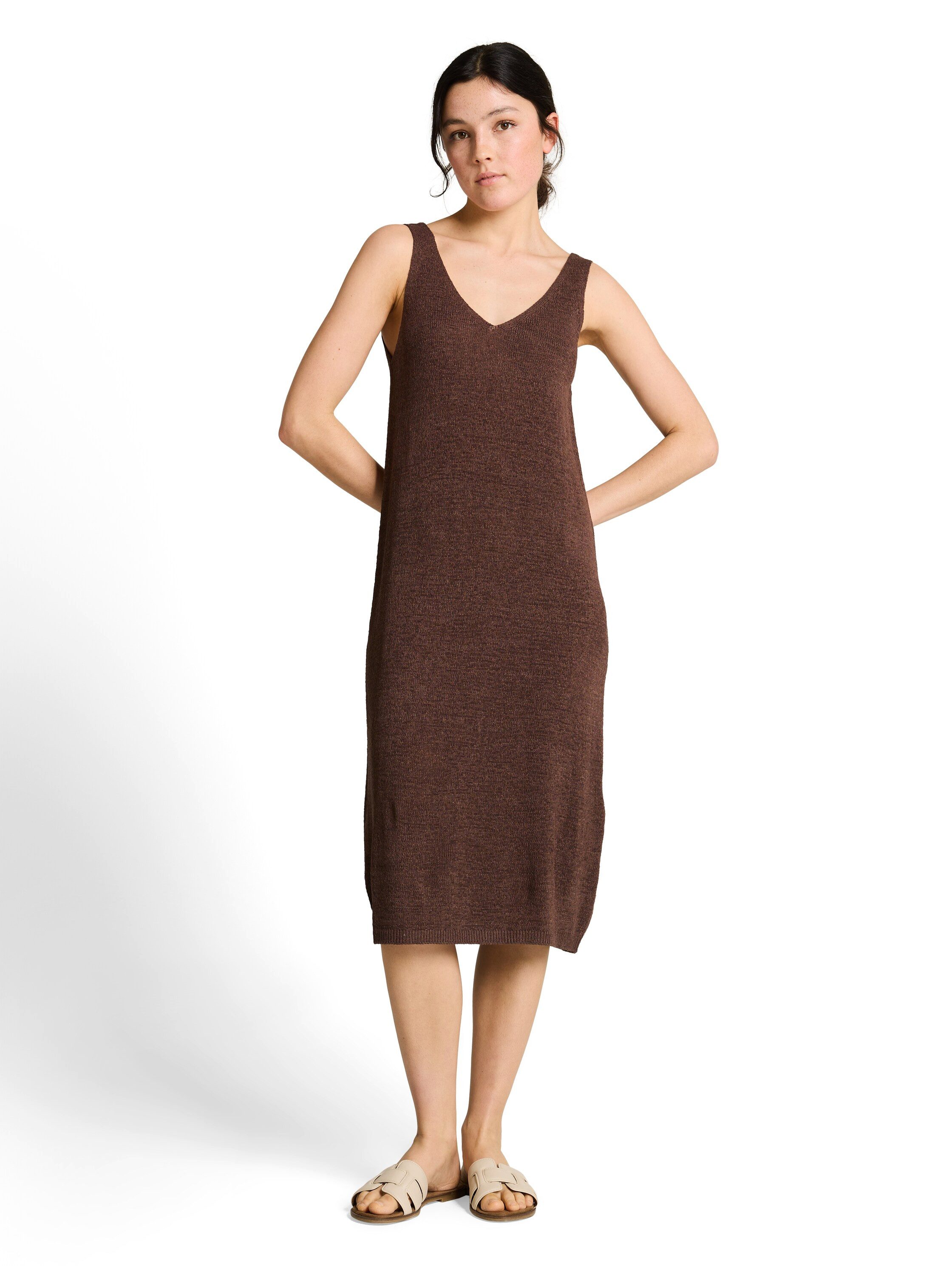TOM TAILOR Denim Strickkleid Ärmelloses Sommerkleid in 3/4-Länge
