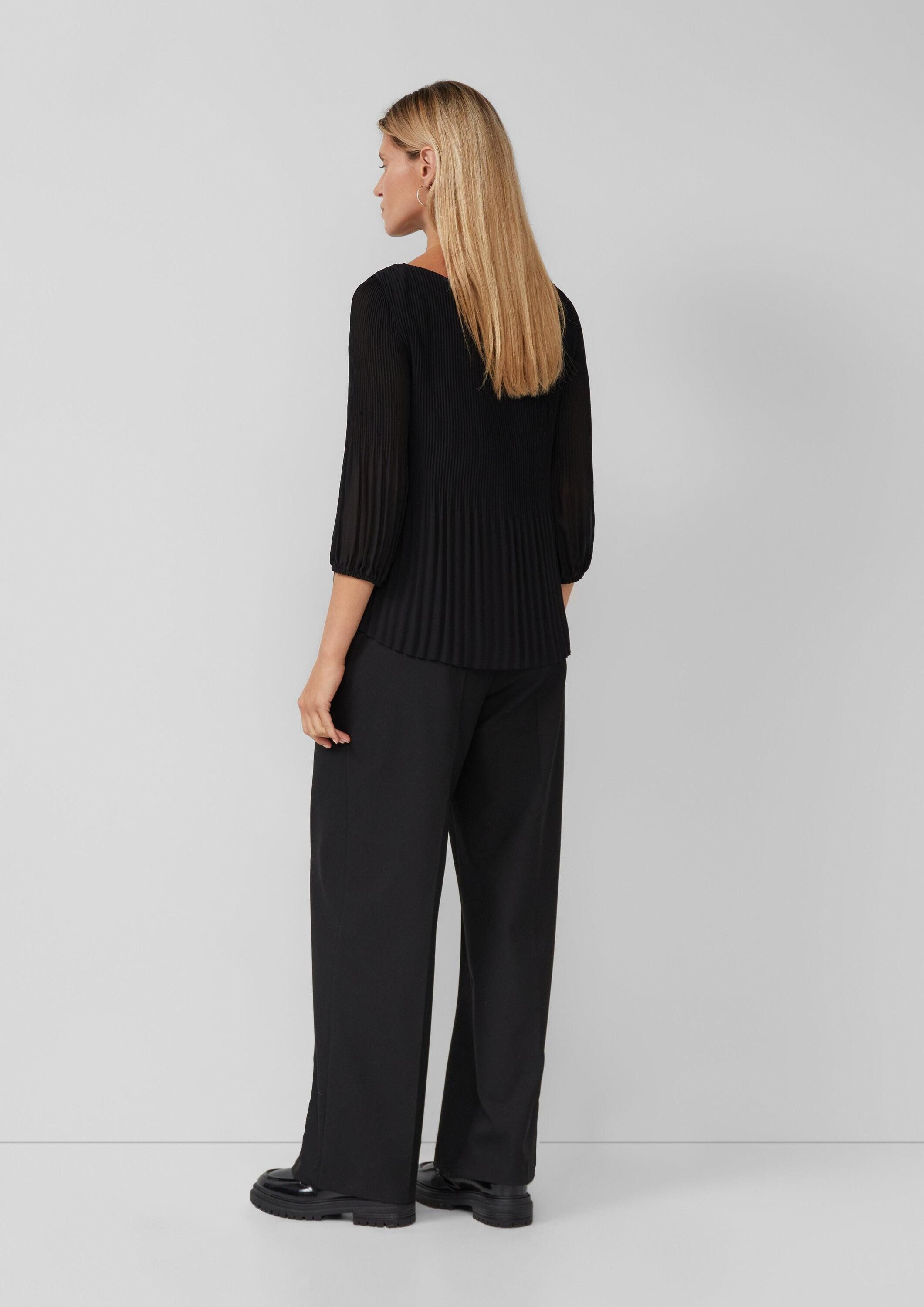 s.Oliver Kurzarmbluse Bluse Plisseebluse mit 3/4-Arm