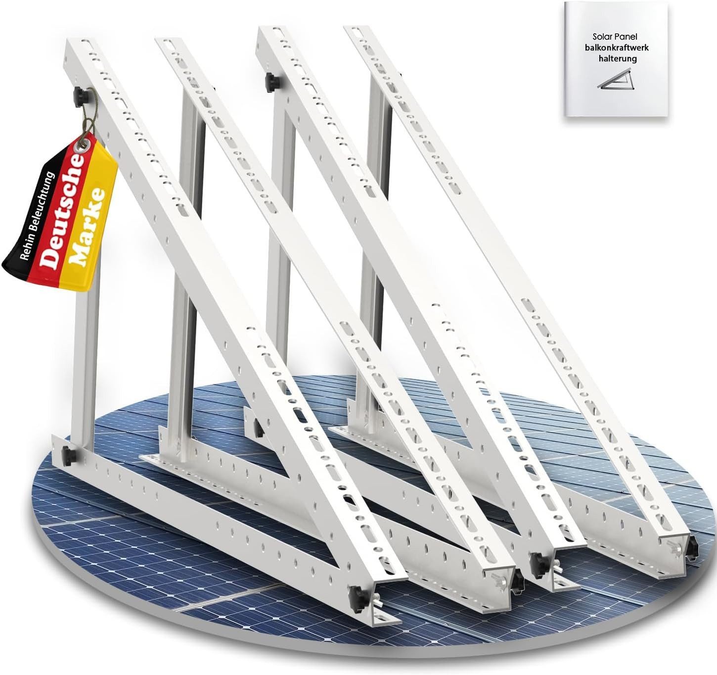 Rhein Beleuchtung Solarmodul Verstellbare Solarmodul-Halterung – 114 cm oder 118 cm, 0 W, Korrosionsbeständige Aluminiumlegierung, (Set, 4-St., Für PV-Module bis 119 cm, inkl. Montageset), 0–90° Neigungswinkel, wetterfeste Aluminiumlegierung