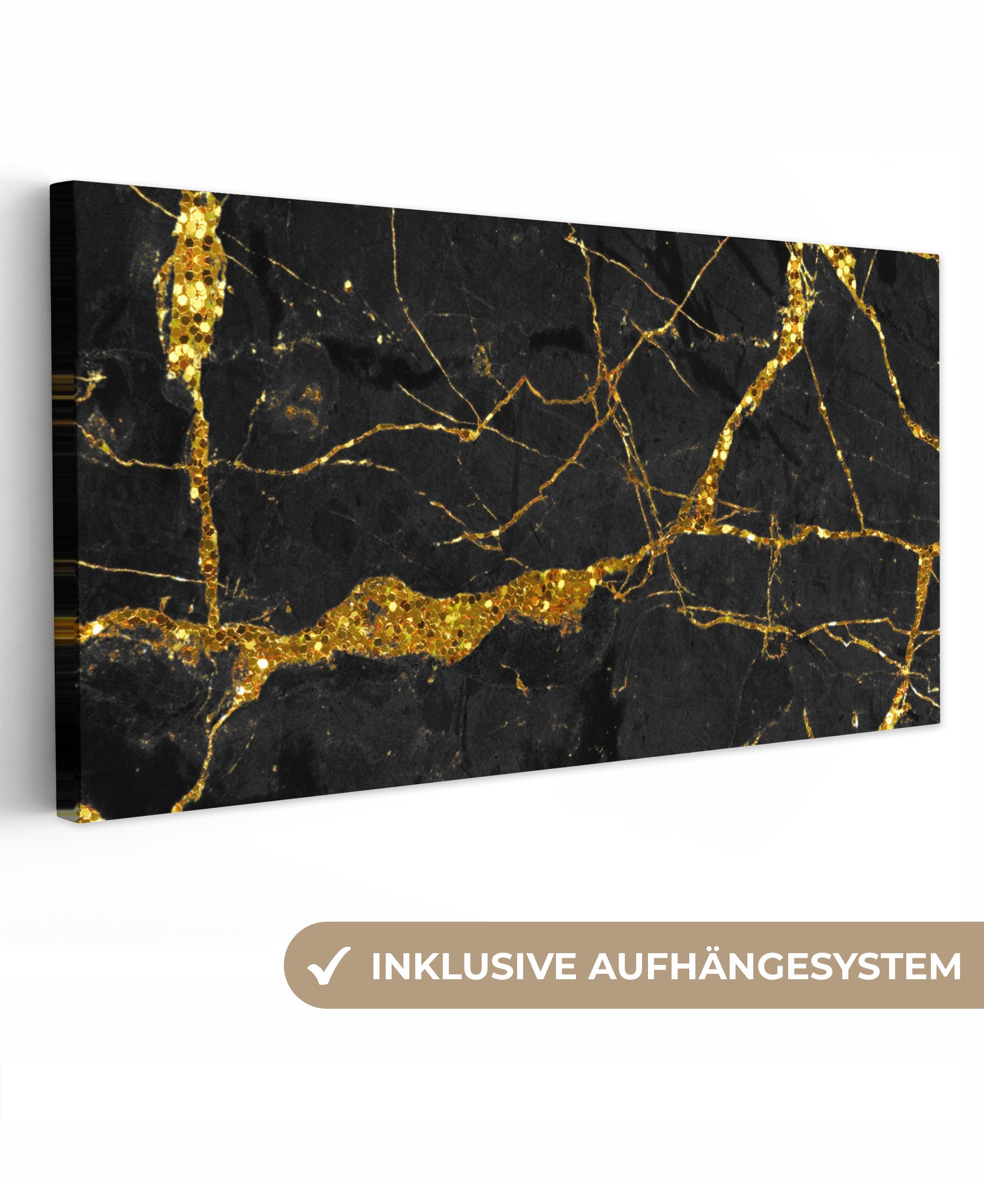 OneMillionCanvasses® Leinwandbild Panorama Marmor - Gold günstig online kaufen
