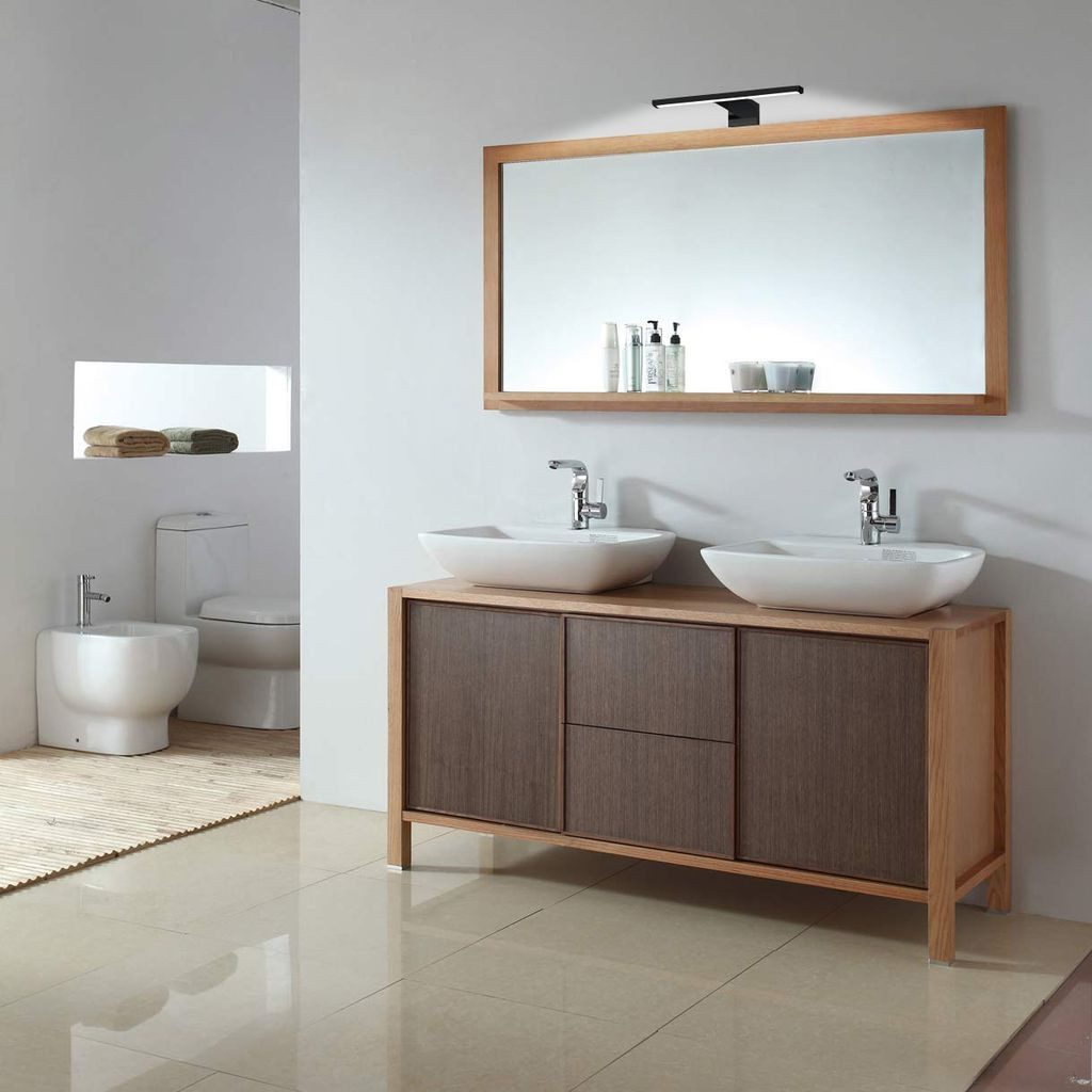 B.K.Licht LED Spiegelleuchte Badleuchte LED Spiegelleuchte 30cm Schminklicht, LED fest integriert, 2700K - Extra-Warmweiß, 4000K 5W 650lm Badezimmer-Beleuchtung Spiegelschrank schwarz - BKL1405