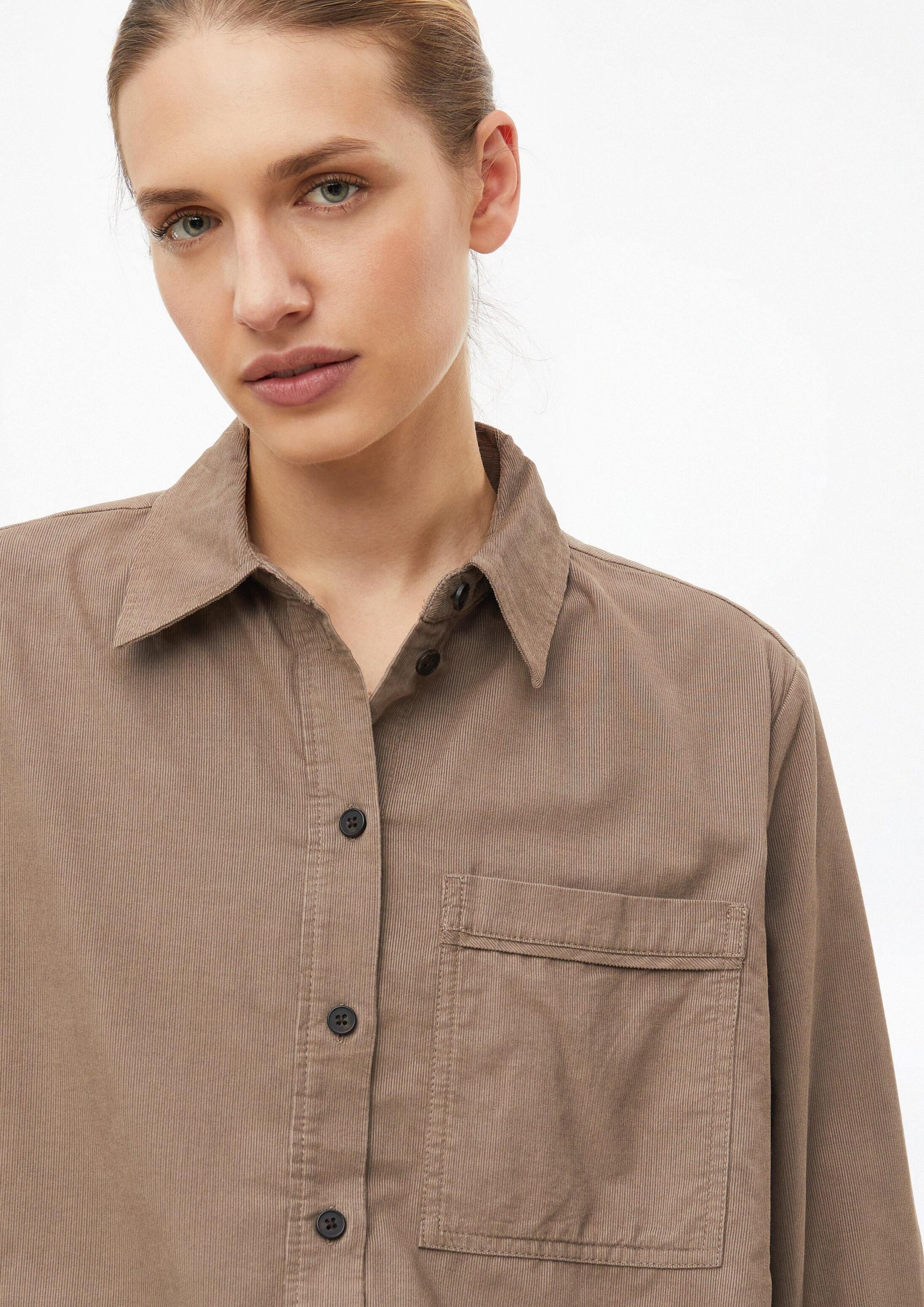 s.Oliver Langarmbluse Bluse Feincord-Bluse mit Ballon-Saum – Bild 4 von 5