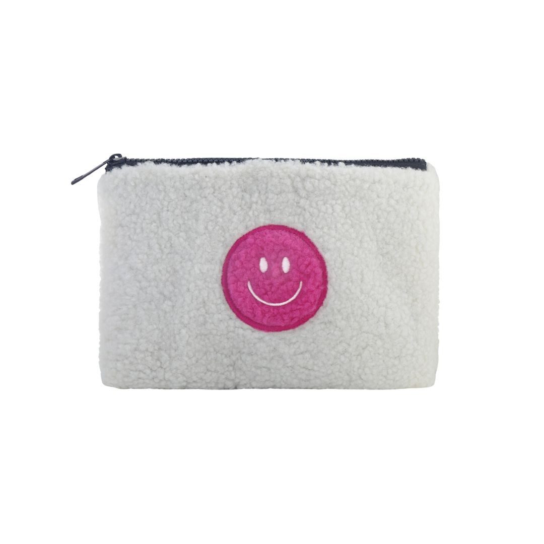 suebidou Kosmetiktasche Make Up Tasche mit Teddyfell und Smily Kulturtasche Etui für Damen, Teddyfell, modische Цвета(ов)