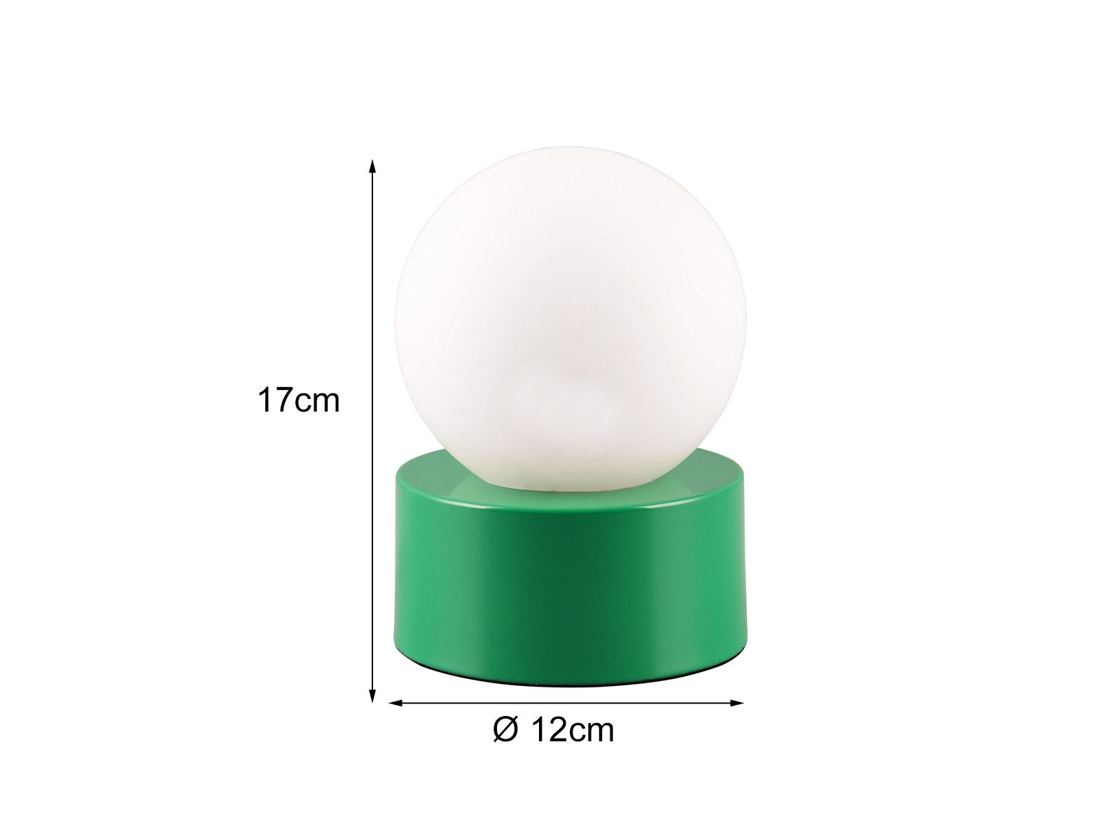 Reality Leuchten LED Nachttischlampe, Mitgeliefertes Leuchtmittel per Berührungsschalter in 3 Stufen dimmbar, LED wechselbar, warmweiß, klein-e Fenster-lampe Grün mit Glaskugel dimmbar für Fensterbank Ø12cm
