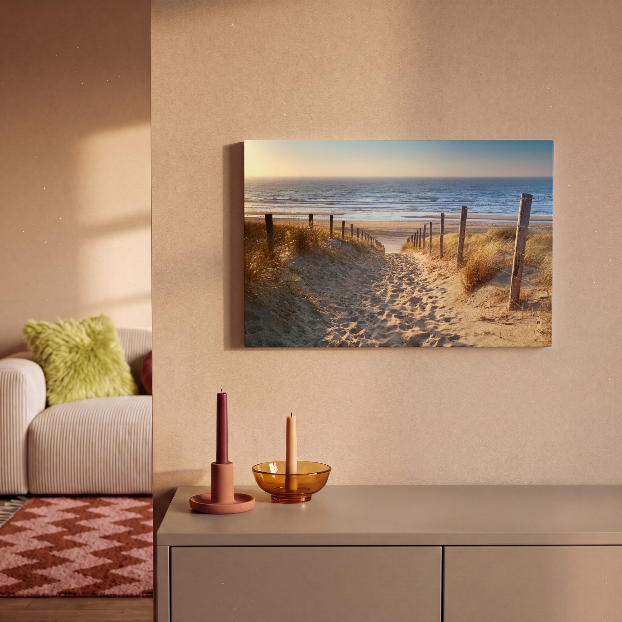 OneMillionCanvasses® Leinwandbild Strand - Meer - Niederlande - Dünen - Sonne, Fotodruck (1 St), Wandbild, Deko Schlafzimmer Wohnzimmer Flur 20x20 cm – Bild 2 von 5
