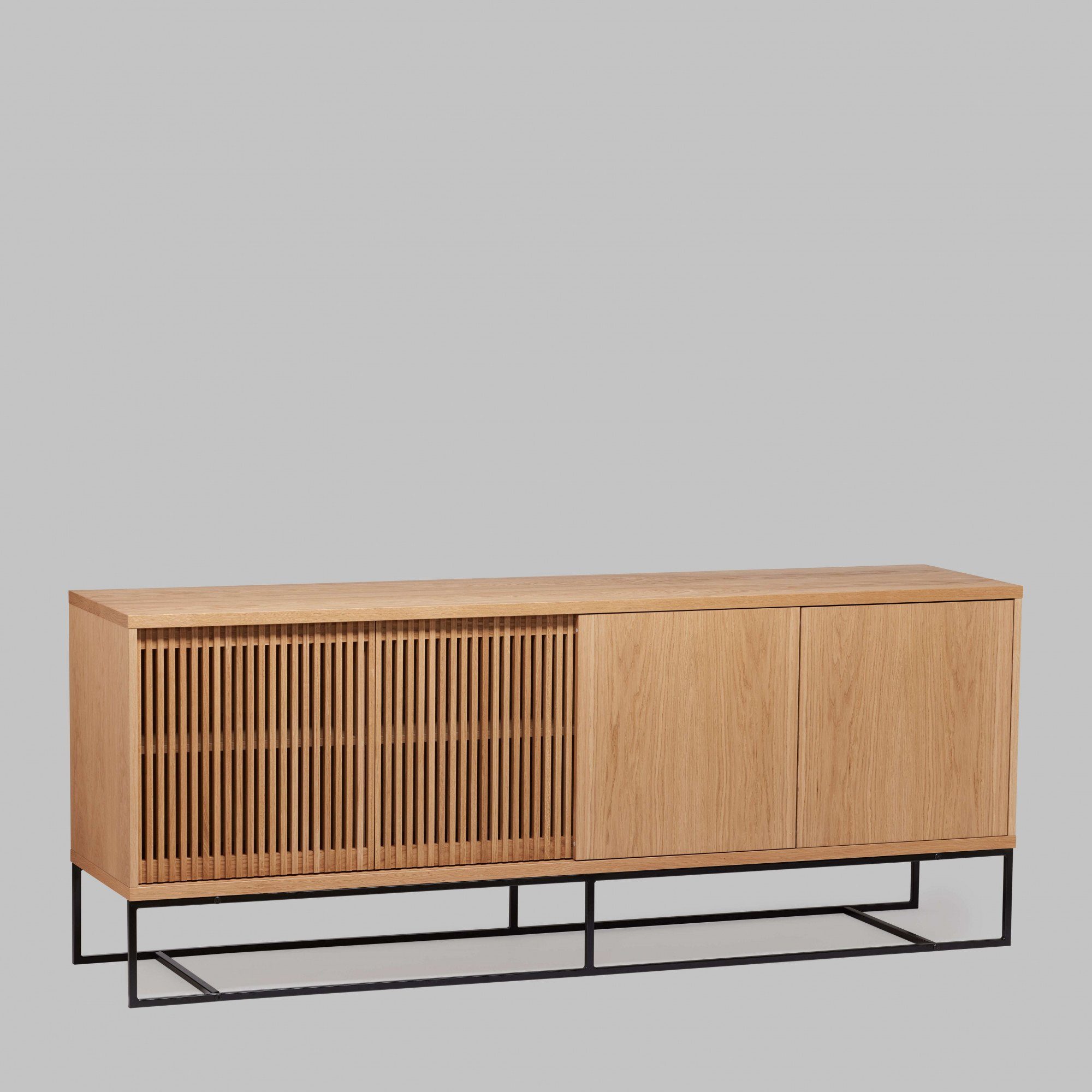 Woodman Sideboard Ende, teilmassiv, Metallfüße, eiche eiche 188 Breite | cm