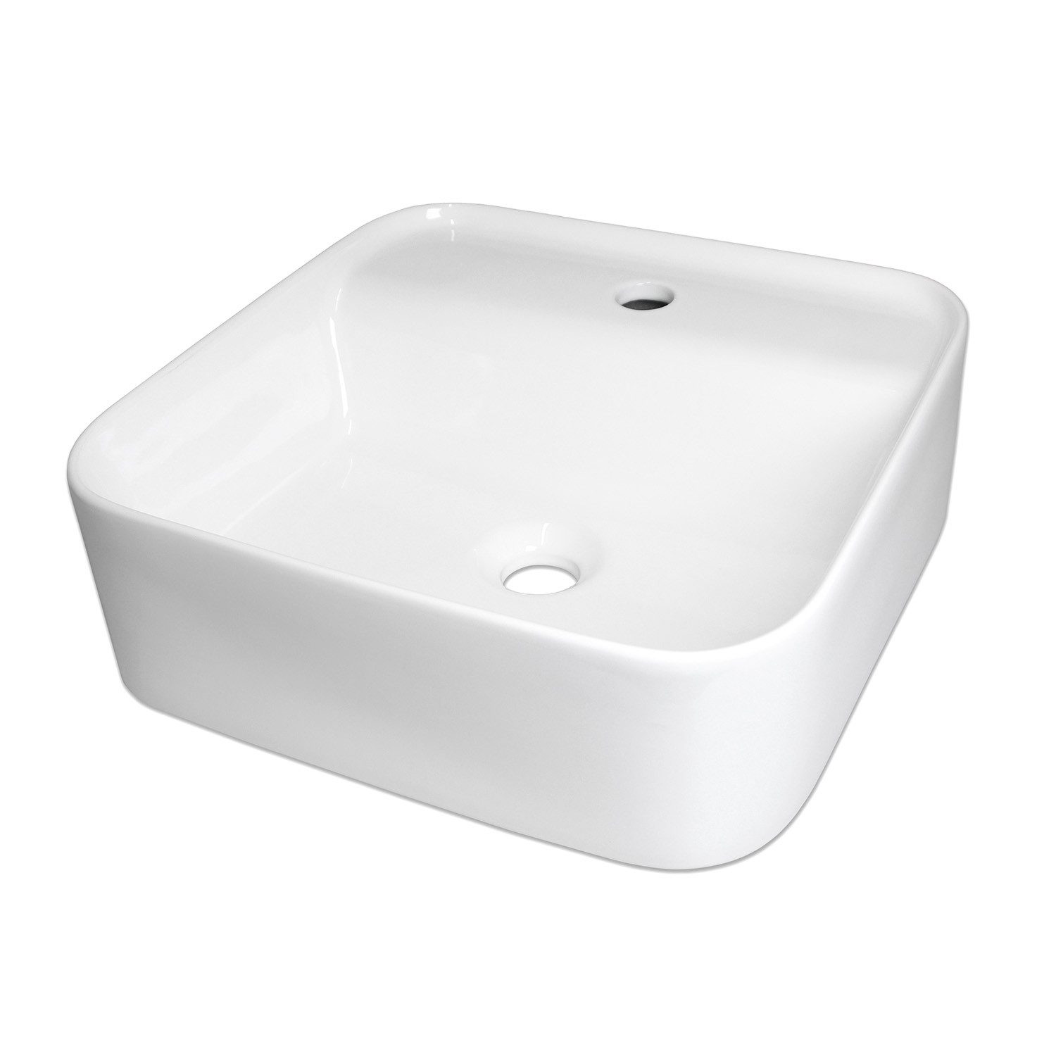 Stabilo Sanitär Waschbecken Hängewaschbecken weiß eckig aus Keramik mit Armaturenbank (Komplett-Set, mit Komplettset inkl. Abflussrohr und Abflussstopfen), Das Waschbecken vereint Funktionalität und Design.