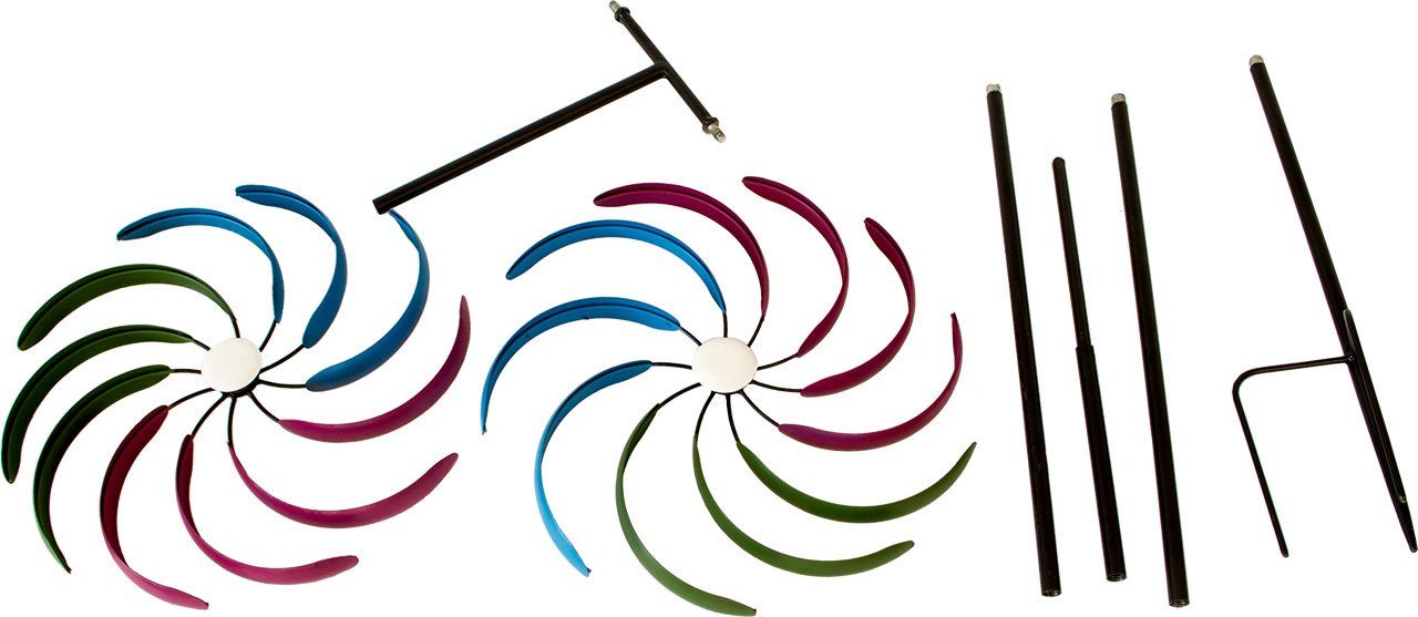 (1 Stück), cm Metall, 155 Windrad verschiedene hoch Garten NATIV Höhen einstellbar bunt, aus Windspiel