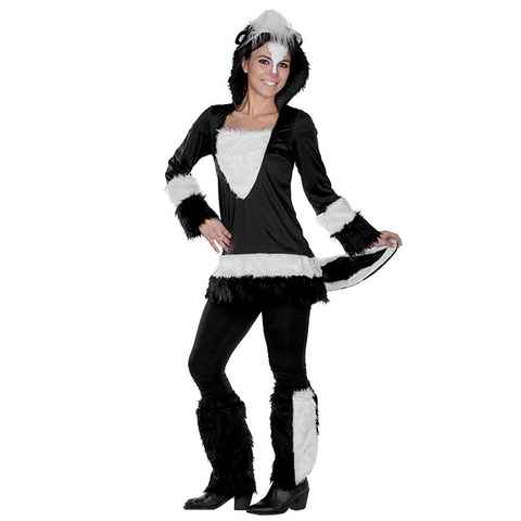 Rubie´s Kostüm Stinktier Kostüm, Schwarz-weißes Tierkostüm mit Fellbesatz