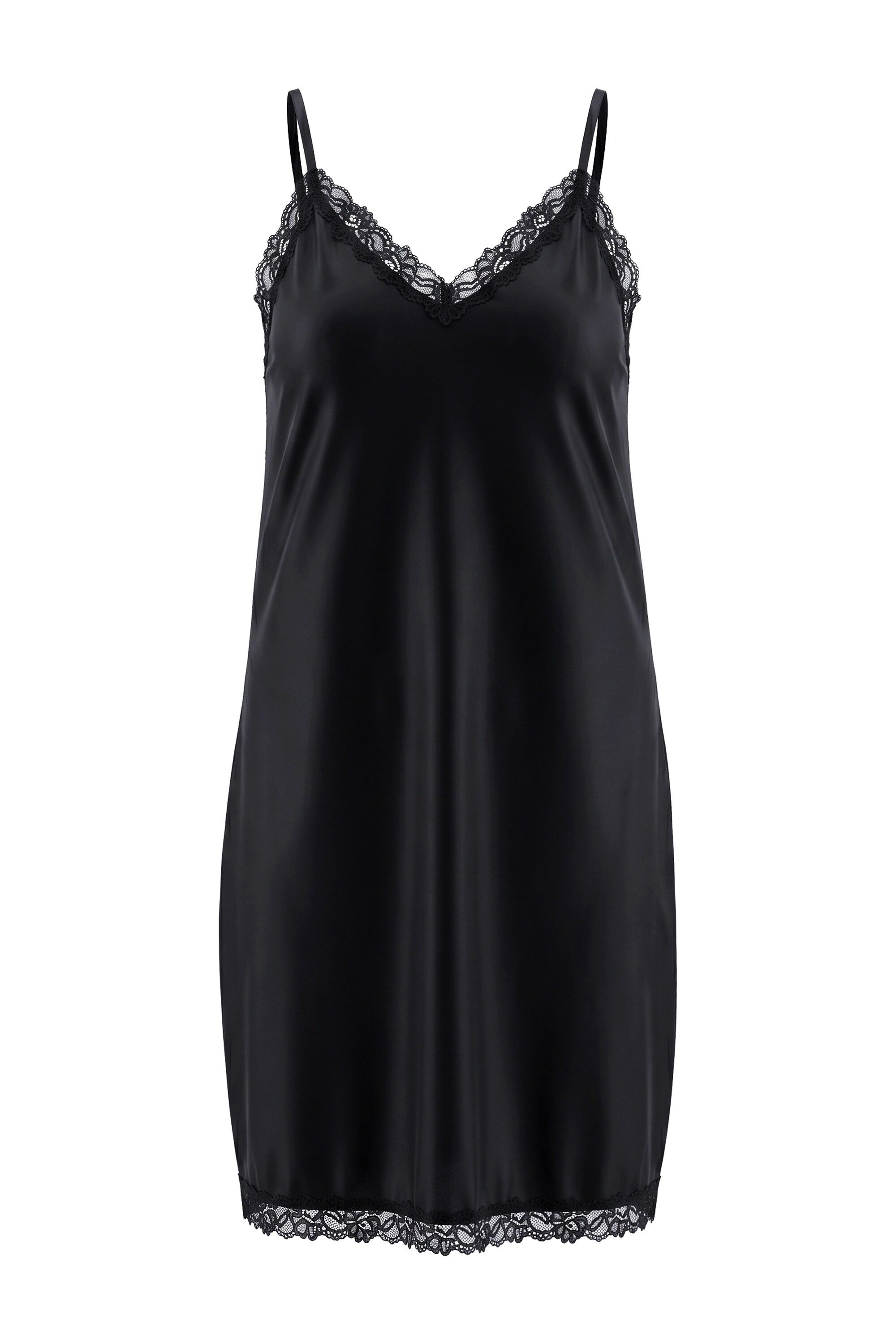 Ulla Popken Jerseykleid Unterkleid A-Line V-Ausschnitt Spitze – Bild 2 von 5