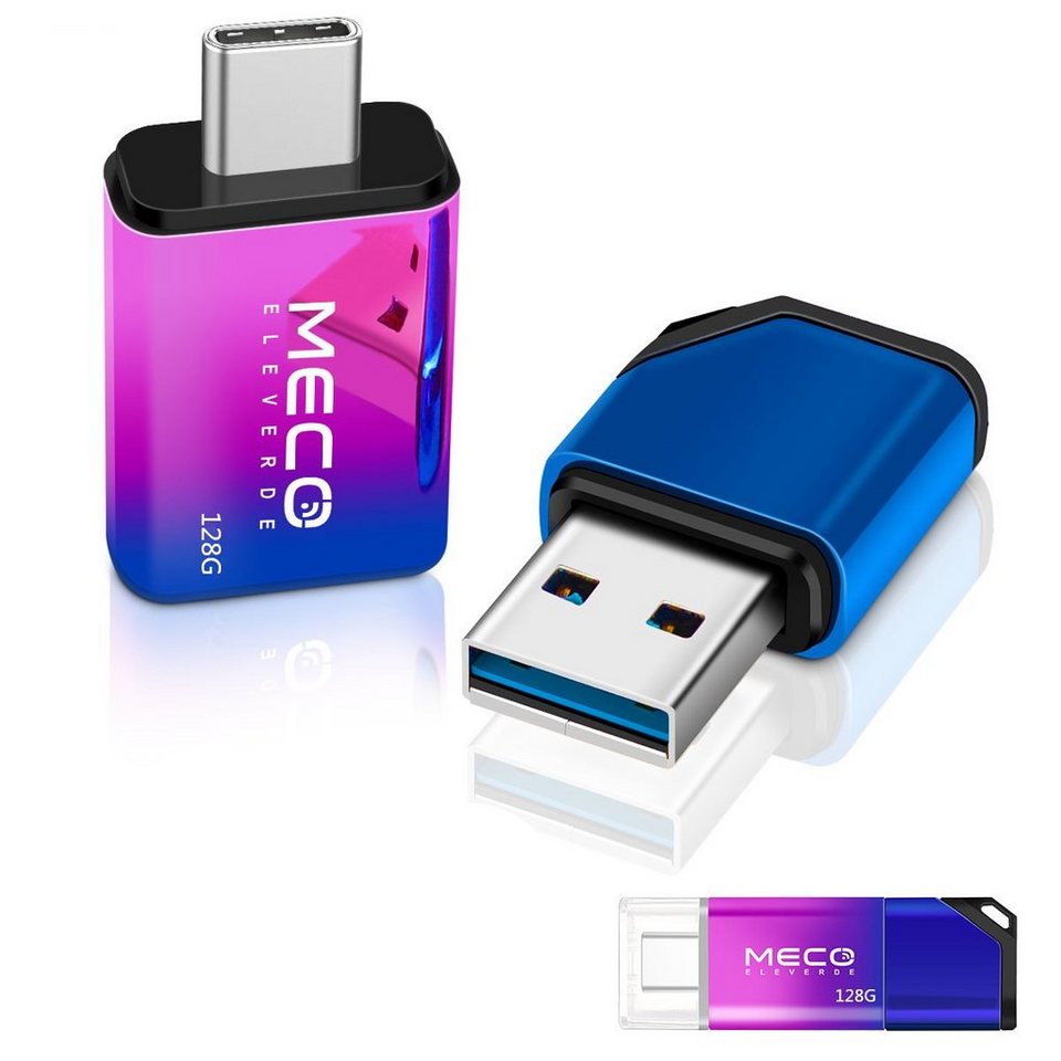 MECO USBStick (USB 3.0, Lesegeschwindigkeit 140,00 MB/s, 128GB FlashLaufwerk mit TypCAdapter MECO USBStick (USB 3.0, Lesegeschwindigkeit 140,00 MB/s, 128GB FlashLaufwerk mit TypCAdapter