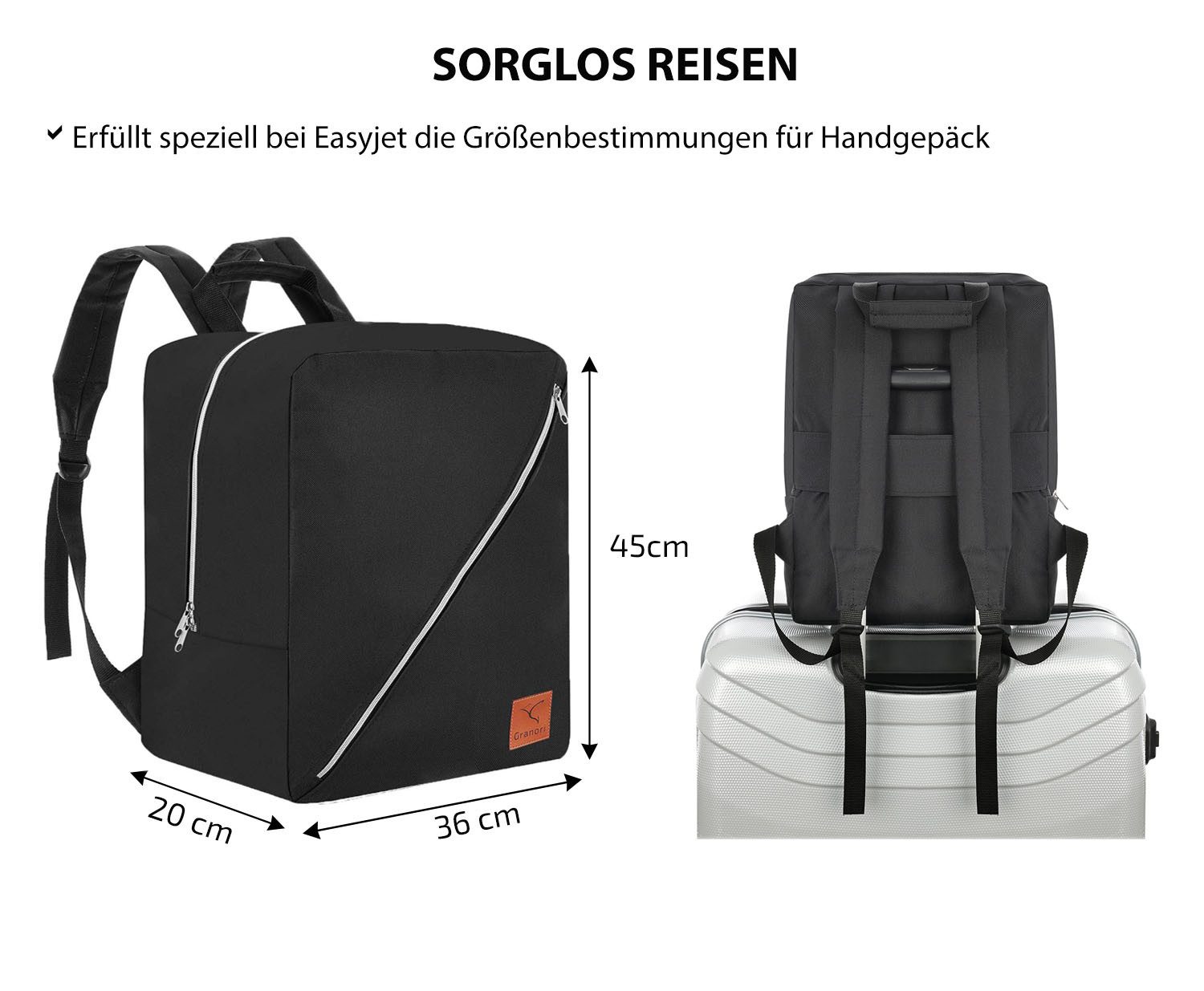Granori Reiserucksack Flugzeug Handgepäck 45x36x20 cm, Kabinengepäck Rucksa günstig online kaufen