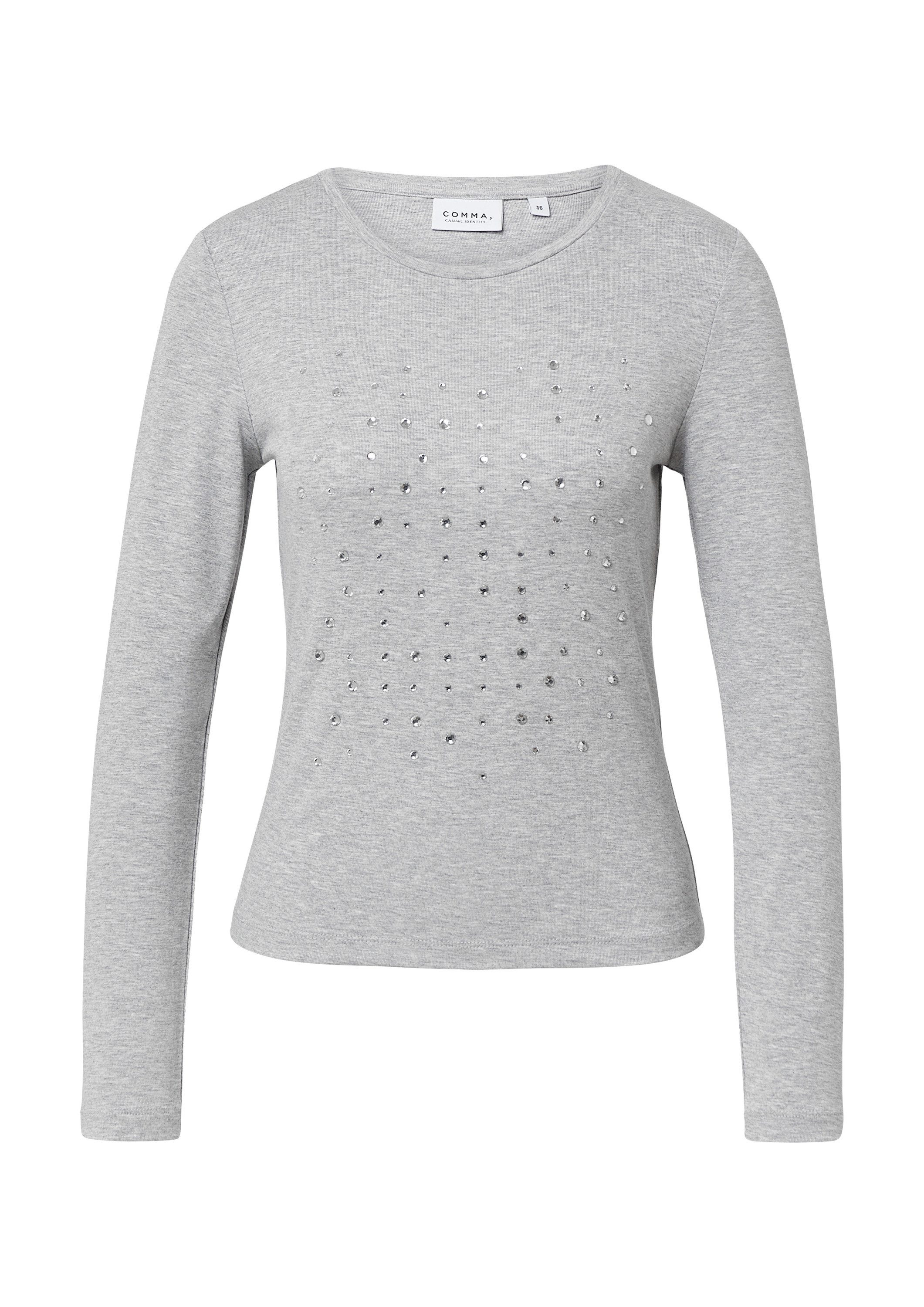 comma Langarmshirt T-Shirt Langarmshirt aus Jersey mit Schmucksteinen günstig online kaufen