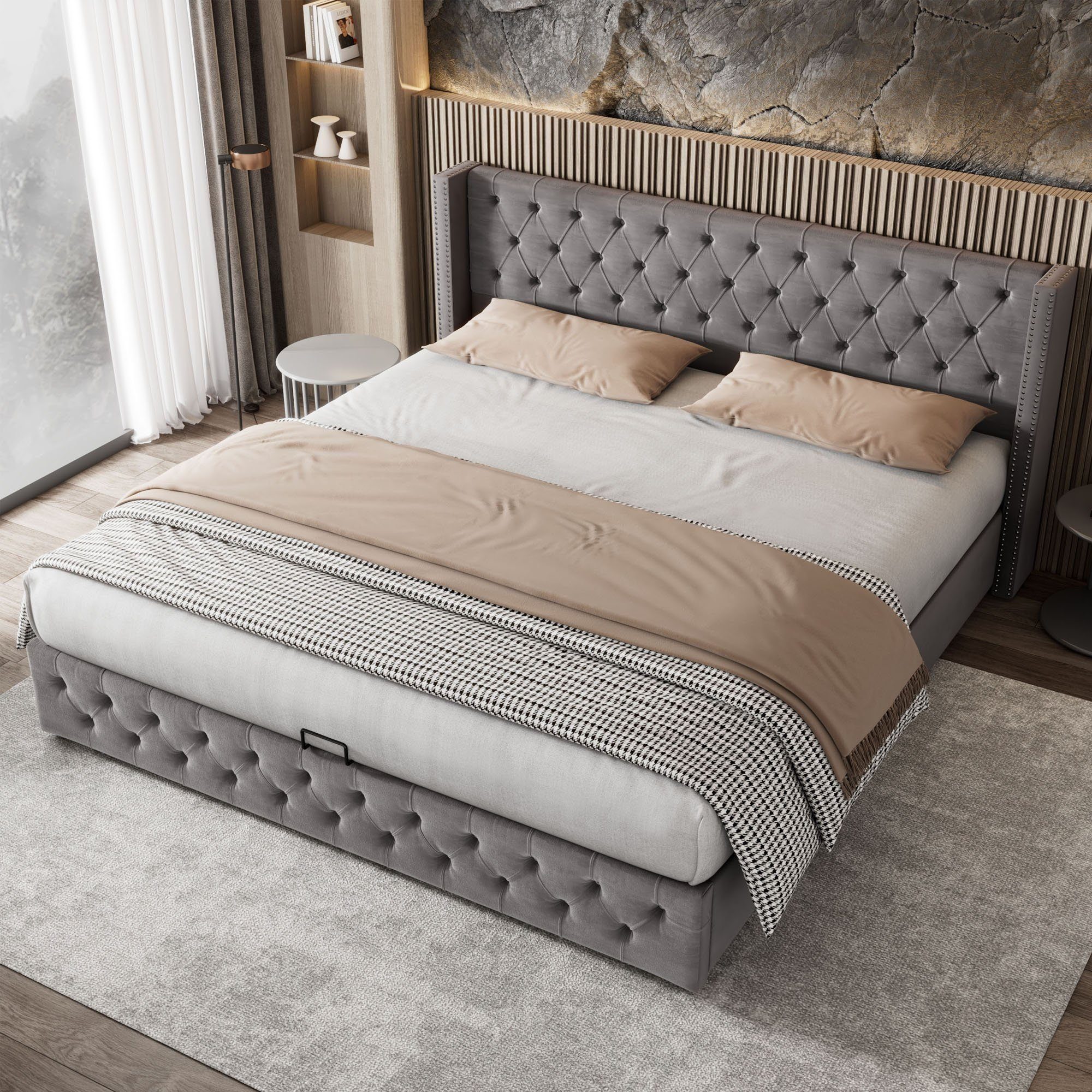REDOM Polsterbett Doppelbett Bett Stauraumbett Jugendbett günstig online kaufen