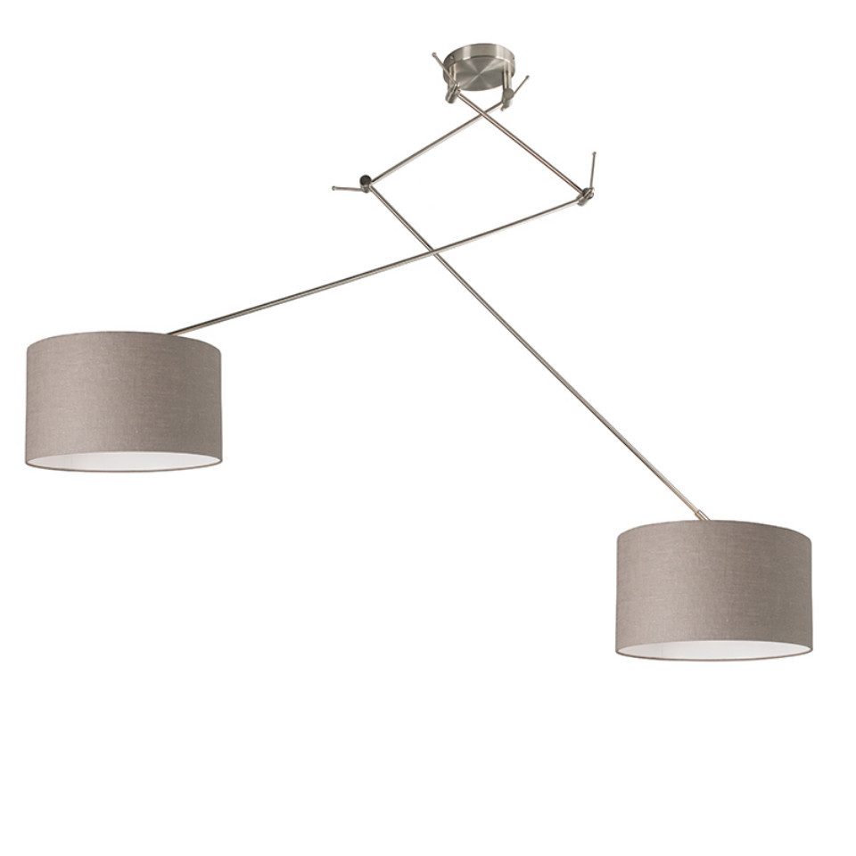 Qazqa Pendelleuchte Blitz, ohne Leuchtmittel, E27, Beige, Modern, Stahl, 2-flammig
