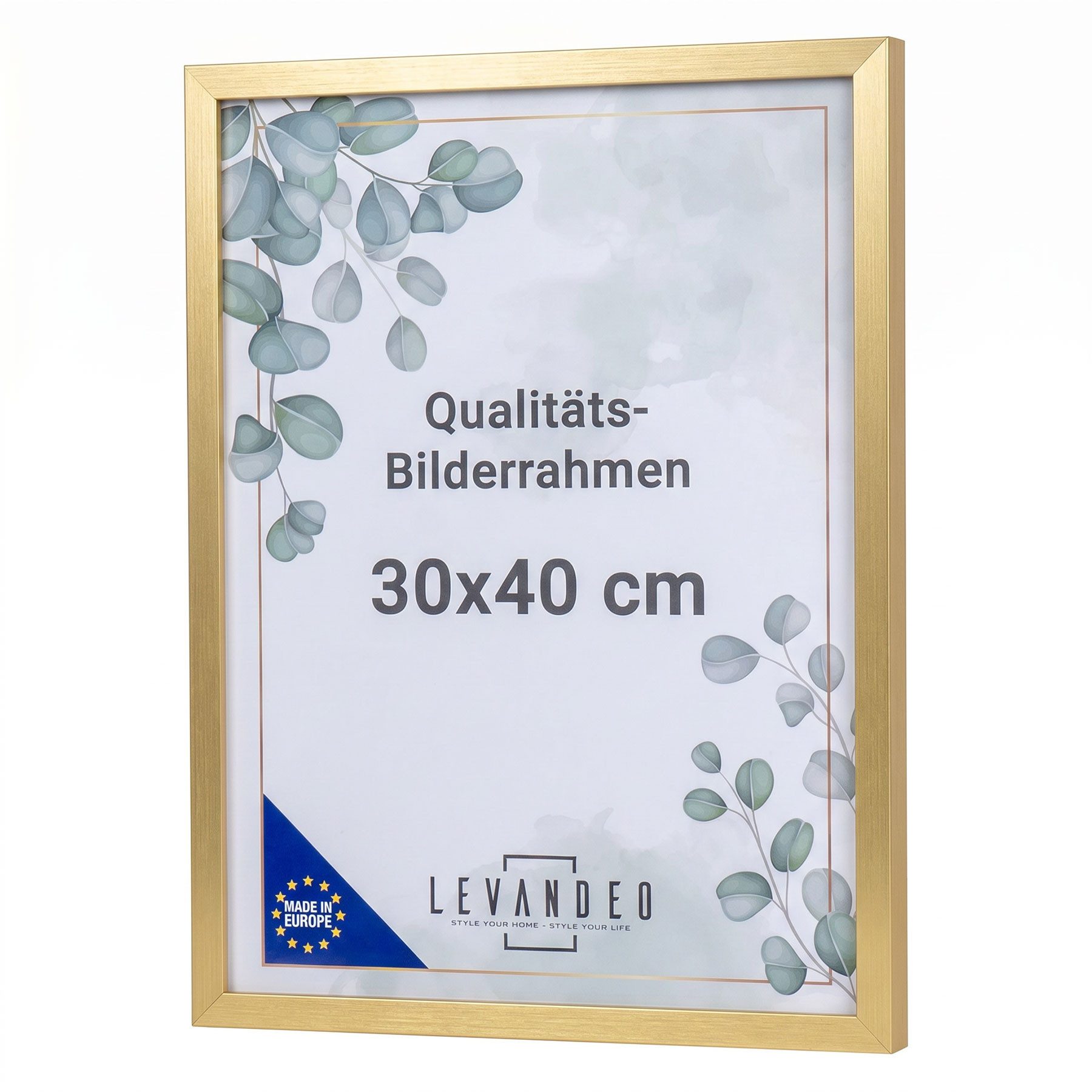 Levandeo® Bilderrahmen, Posterrahmen 30x40 Gold MDF Holz Bilderrahmen für Fotowand Fotorahmen