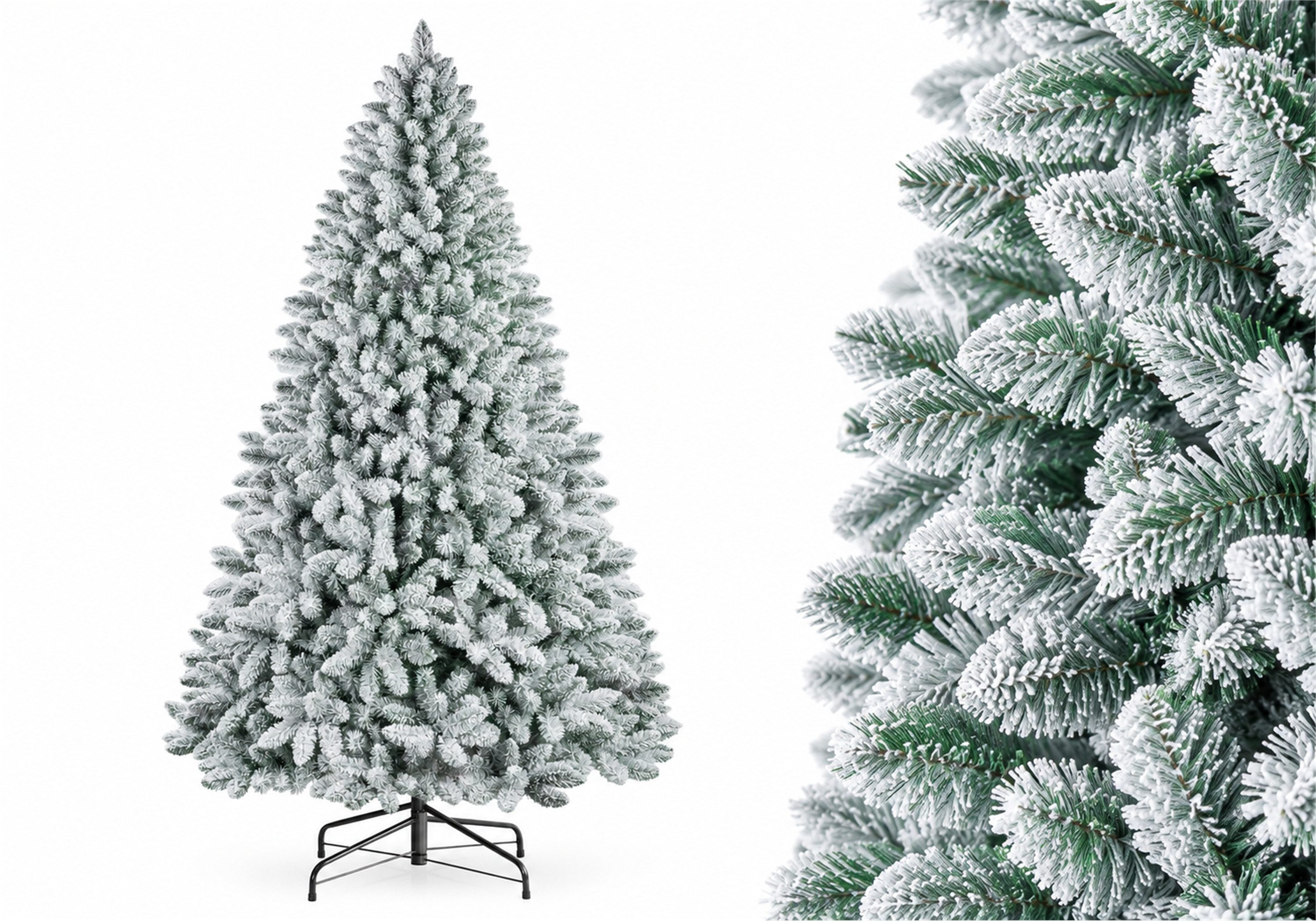 Vankel Künstlicher Weihnachtsbaum beschneit, dichter Tannenbaum mit Metallständer, Weihnachtsdekoration, Dichte Zweige mit weißem Schnee-Effekt für Ihre winterliche Dekoration
