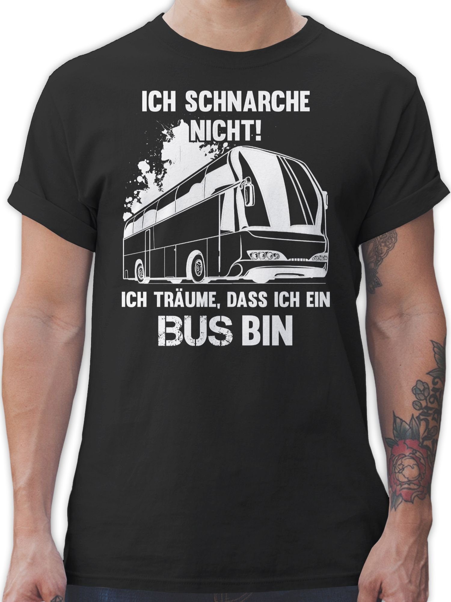 Shirtracer T-Shirt Ich schnarche nicht ich bin ein Bus Sprüche Statement mit Spruch 1 Schwarz