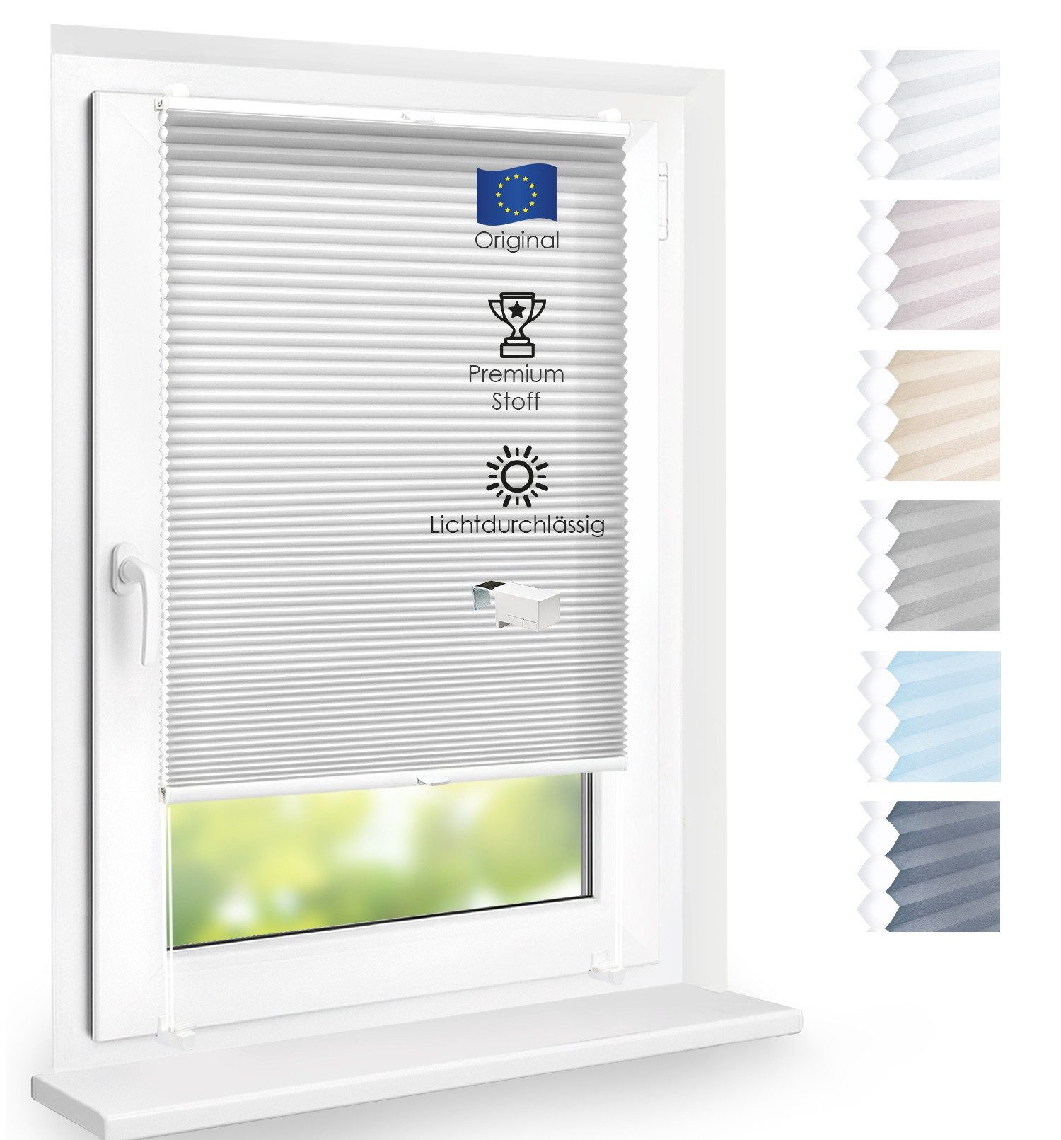 DomDeco Wabenplissee Premium Plissee ohne Bohren, lichtdurchlässig, Sichtschutz, verspannt, blickdicht, Klemmfix, UV-Schutz, modernes Fensterplissee