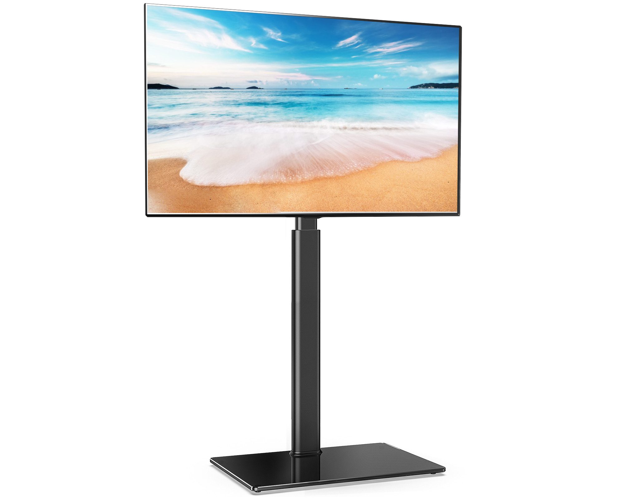 FITUEYES TV-Ständer höhenverstellbar, ±35° schwenkbar, 32-60 Zoll, (bis 60,00 Zoll, 8 Höhenstufen von 103,5 bis 121,5 cm, rutschfeste Gummifüße)