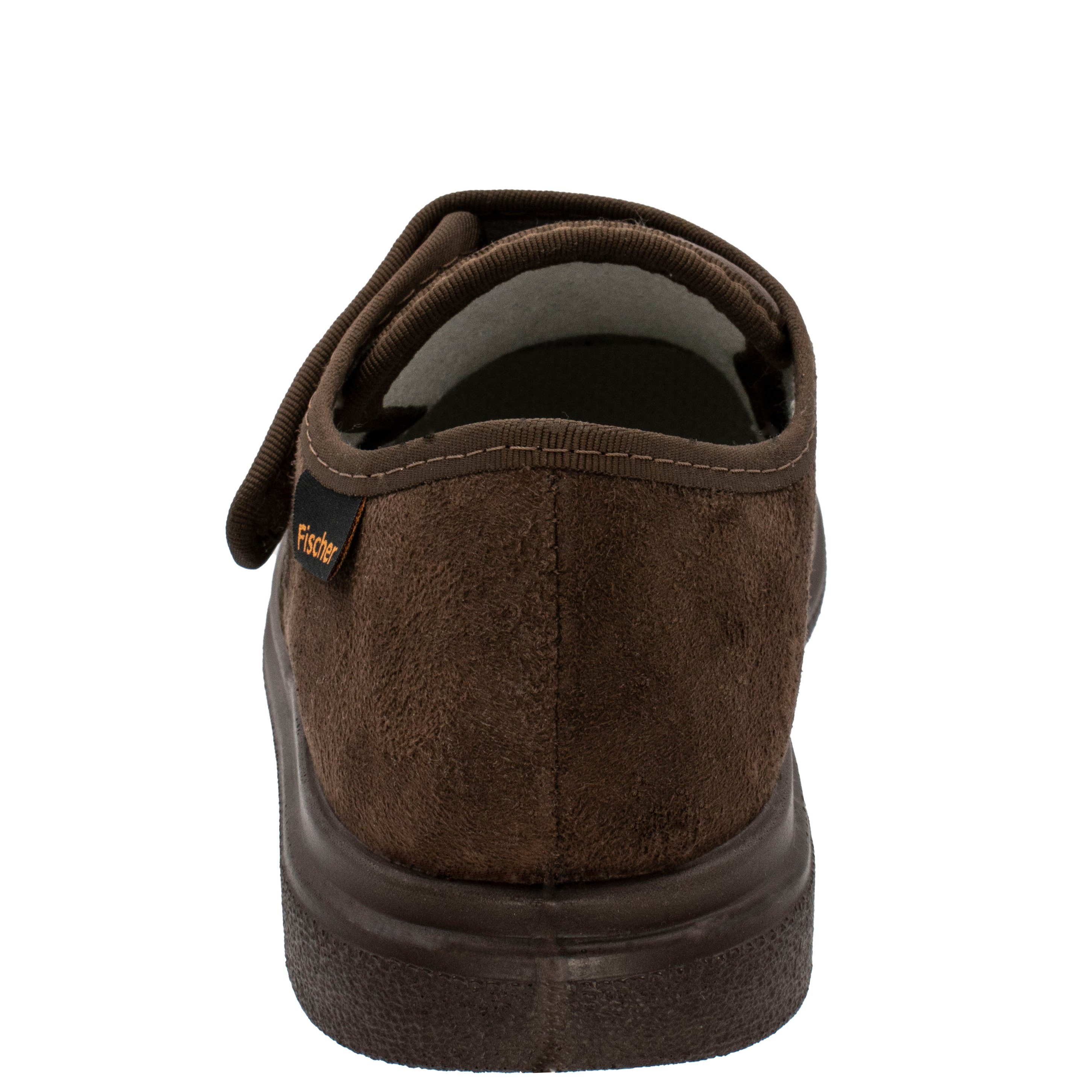 Fischer-Markenschuh Ortho Hausschuh aus Velour mit Stretchmaterial, Weite K, Klettverschluss – Bild 5 von 5