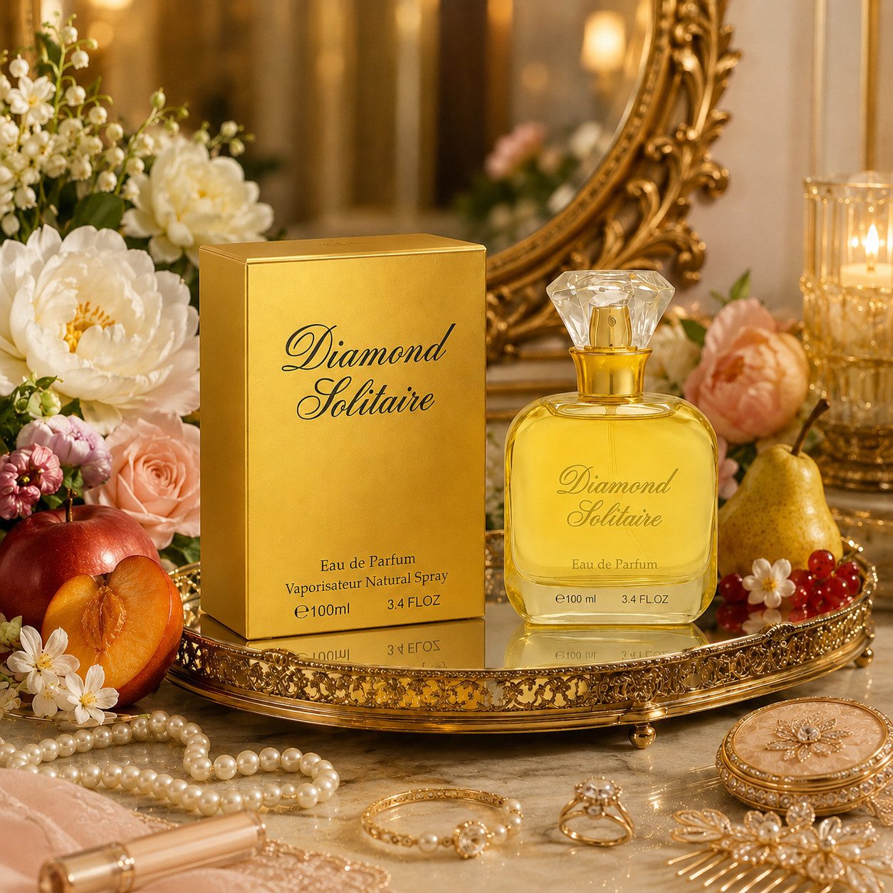 Fine Perfumery London Eau de Parfum Diamond Solitaire Pour Femme Fruchtig Blumig 100 ml, Hergestellt in Spain, Damenduft
