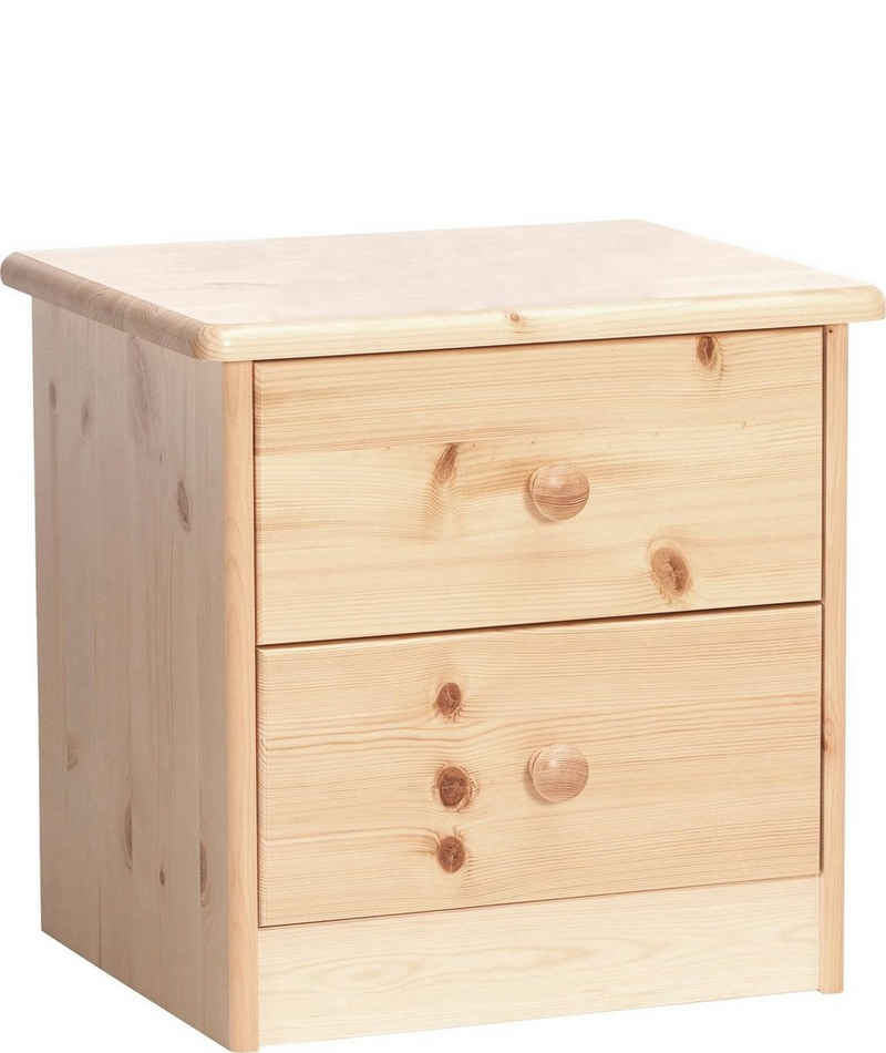 ERST-HOLZ Nachtkommode Kleiner Holz-Nachttisch mit zwei Schubladen Kiefer, 90.20-K02 - Nachtkästchen Kiefer natur-Zwei Schubläden