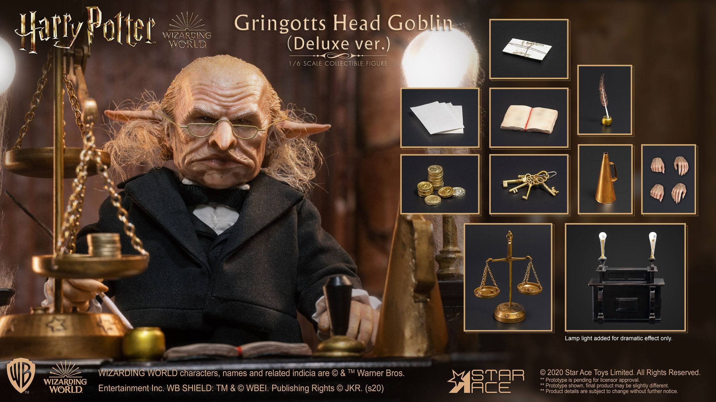Star Ace Toys Dekofigur Harry Potter Movie Actionfigur 1/6 Gringotts Goblin Deluxe Ver. 20 cm (1 St), Deluxe Version