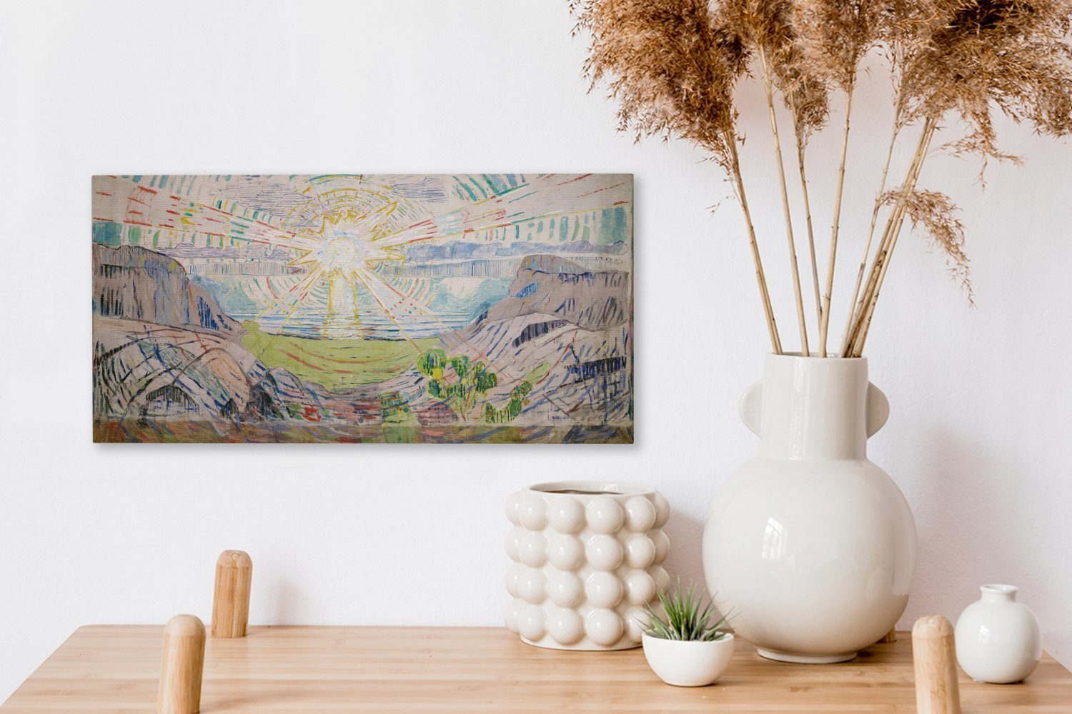 Munch, 30x20 Edvard - Aufhängefertig, Wandbild (1 von cm Leinwandbild Gemälde Leinwandbilder, St), Die Wanddeko, Sonne OneMillionCanvasses®