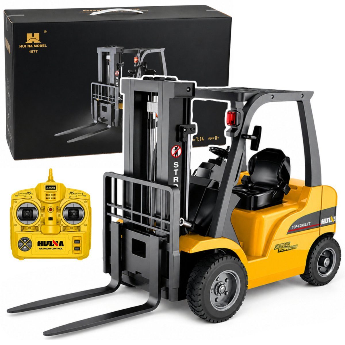 Wisam RC-Auto Huina 1577 1:14 Großer ferngesteuerter Gabelstapler RC Palettengreifer