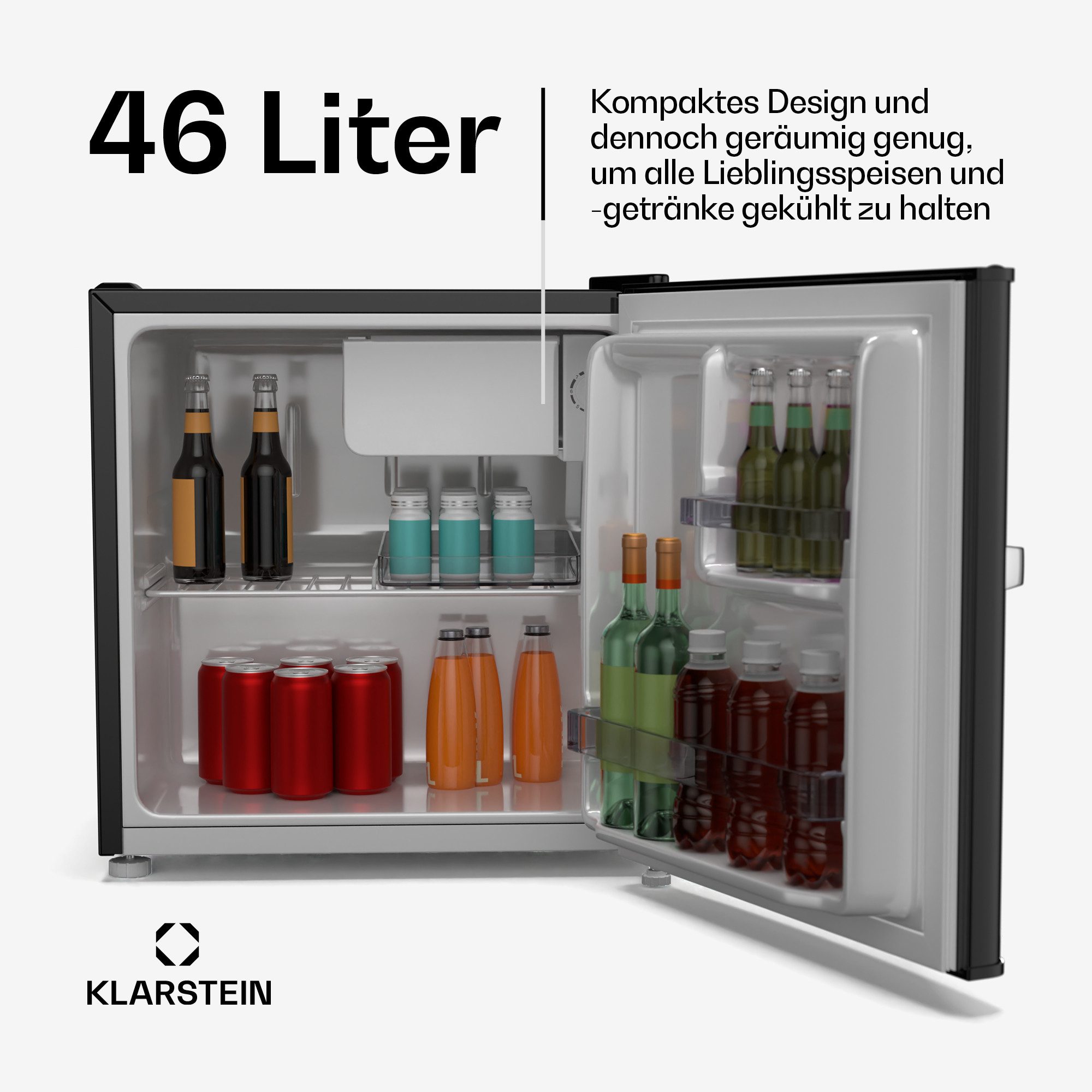 Klarstein Table Top Kühlschrank 10046478, 49.6 cm hoch, 47.4 cm breit, Bier Hausbar Getränkekühlschrank Hotel Mini Fridge