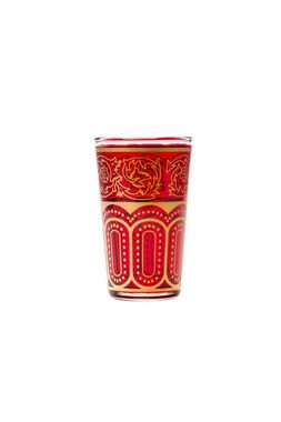 Marrakesch Orient & Mediterran Interior Teeglas Orientalische verzierte Teegläser Set 6 Gläser Laylana bunt Gold, Marokkanische Tee Gläser 6 Farben Deko orientalisch, 6 x Orientalisches Marokkanisches Teeglas verziert, verschiedene Muster, Handarbeit