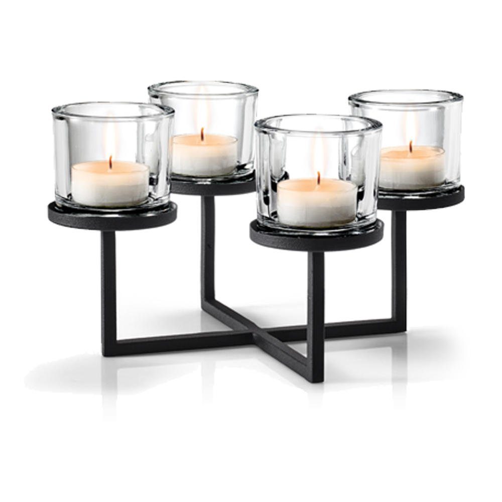 Kerzenleuchter Glas Nero (Kein Stahl Kerzenständer blomus Set) / Teelicht Kerzenhalter Kerzenständer