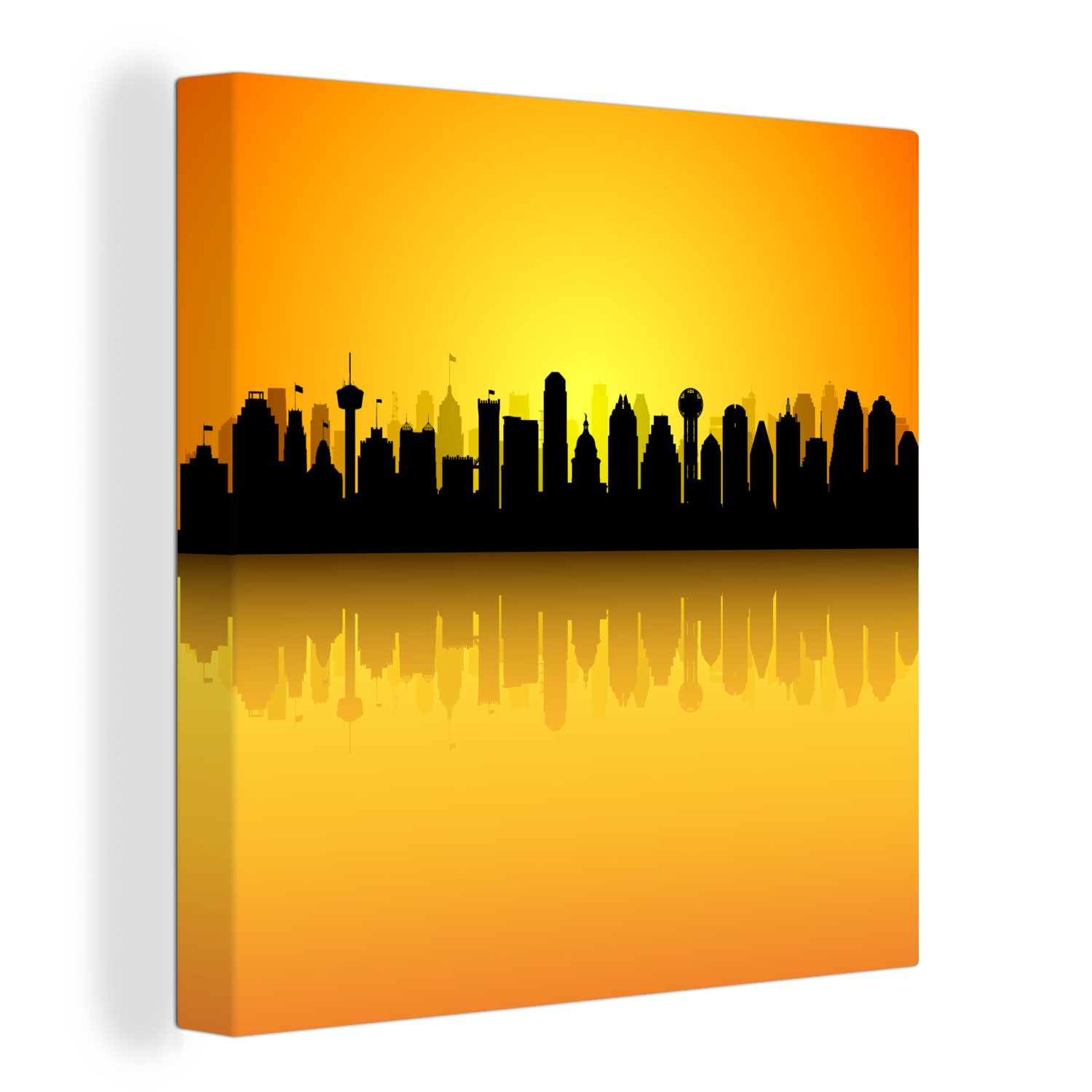 Wohnzimmer Illustration OneMillionCanvasses® St), einem, (1 Leinwand Schlafzimmer Bilder Skyline Texas von unter Austin in Eine Leinwandbild der für