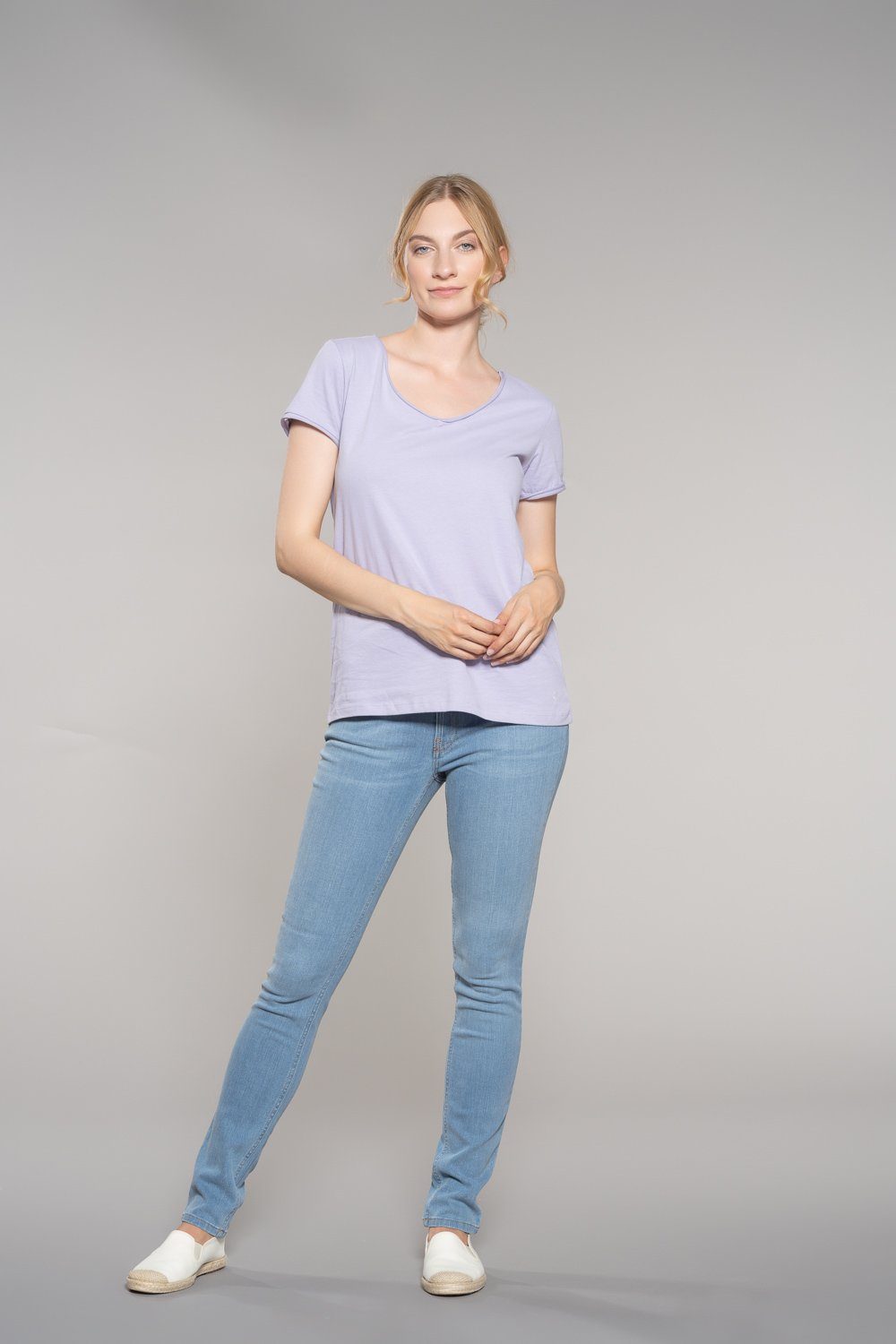 Feuervogl T-Shirt fv-Ama:lia, Damen T-Shirt, V-Neck, Open hem