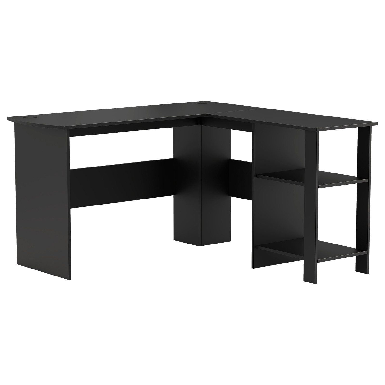 COSTWAY Eckschreibtisch, mit 2 Kabellöchern & Ablagefächern, 130x130x74cm günstig online kaufen