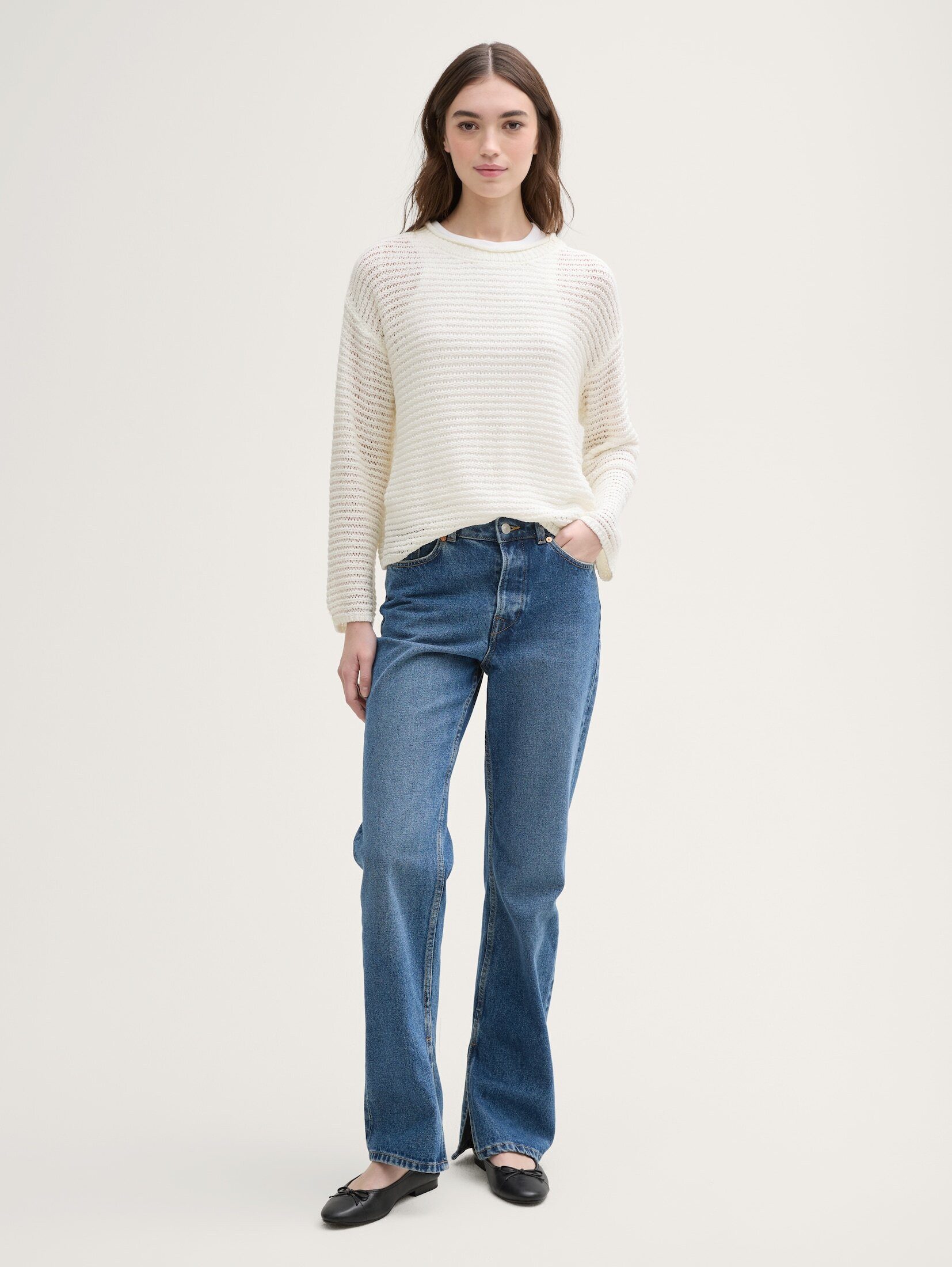 TOM TAILOR Denim Strickpullover Pullover & Strickjacken Pullover mit Lochmuster