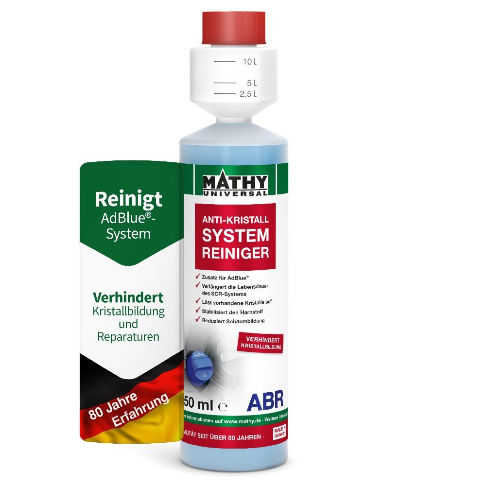 MATHY Diesel-Additiv MATHY-ABR Anti-Kristall-Systemreiniger 250 ml, 0,25 l, (1-St) Reinigt das SCR-System inkl. Pumpe. Zusatz geeignet für AdBlue®