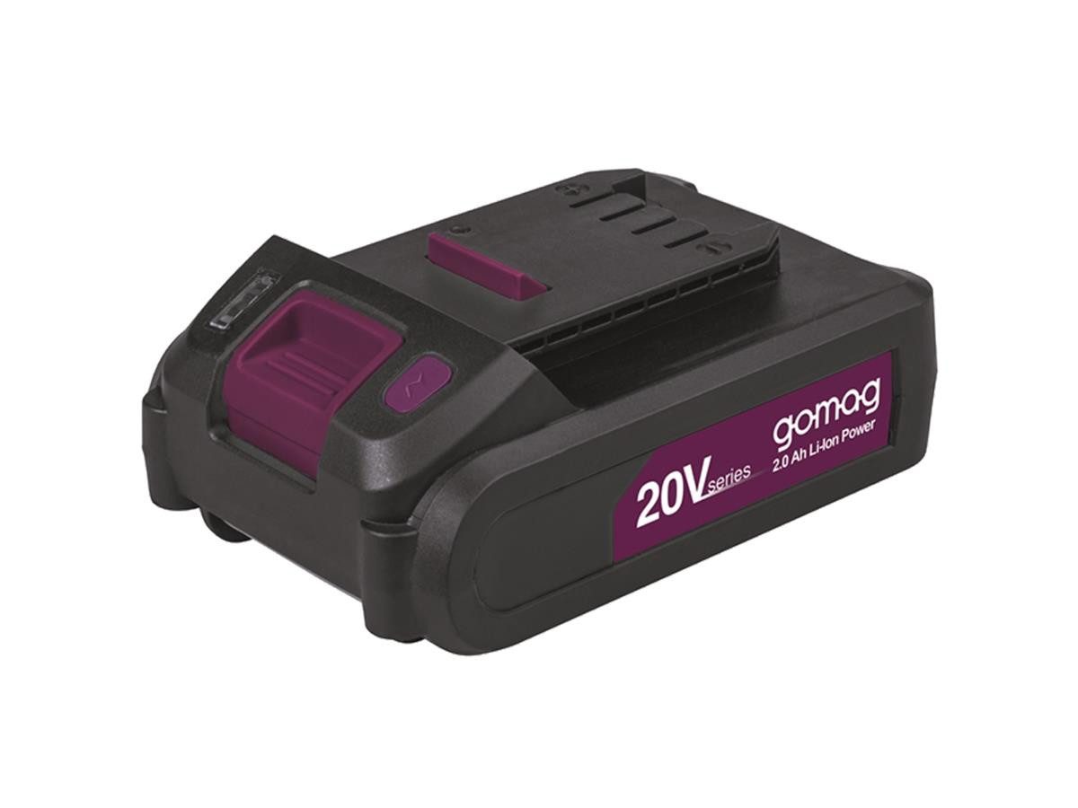 Gomag GO-ABP2.0 Akku 2000 mAh (20 V, 1 St), für die gesamte Gomag 20 V Serie, 3-stufige LED-Anzeige der Leistung