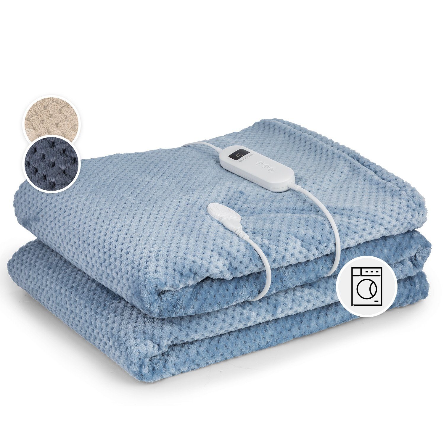 Klarstein Heizdecke Dr. Watson Deluxe XXL, Set, Waschbar Superweiche Decke 200 x 180 LED Timer 160 W