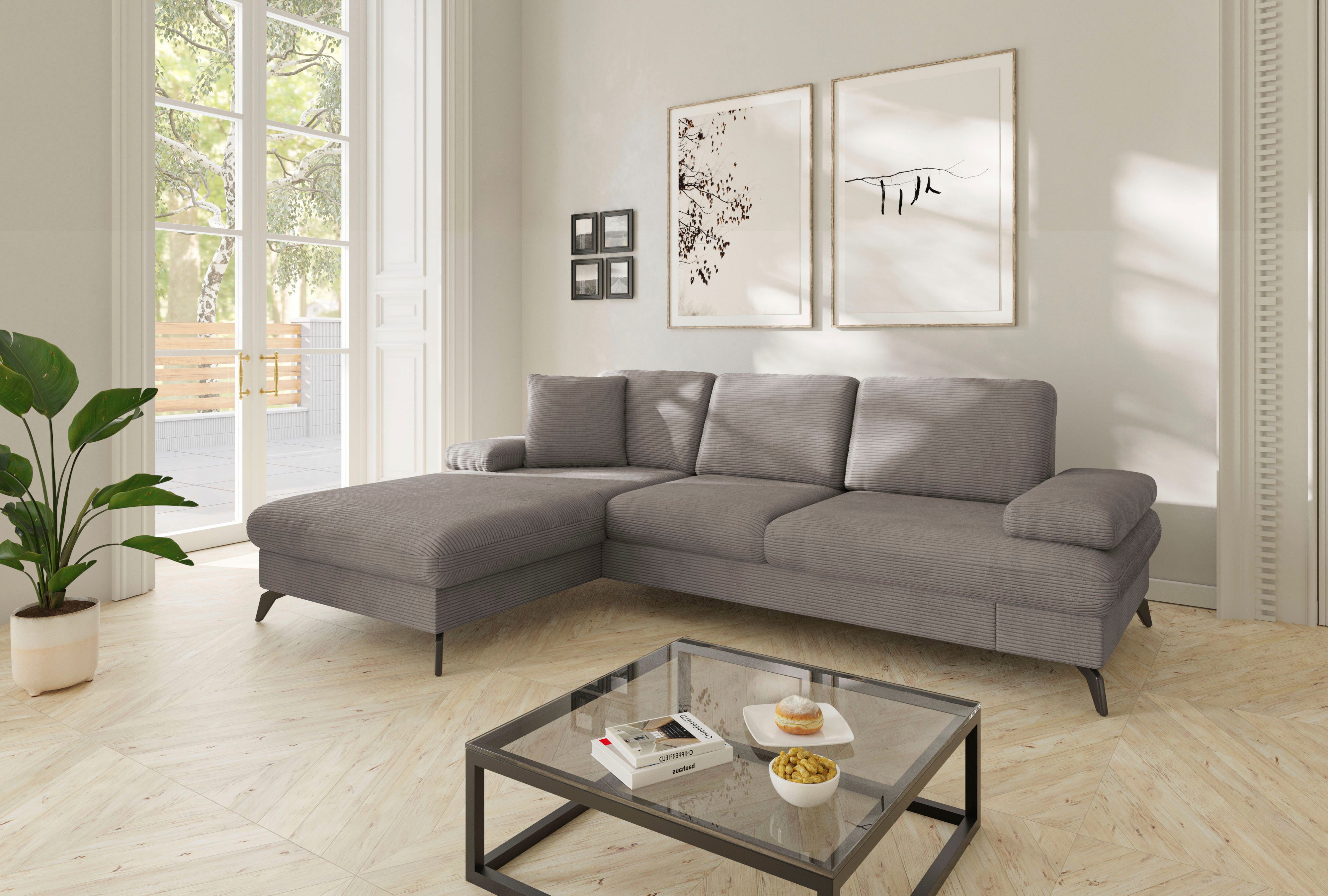 sit&more Ecksofa Morris Jubi L-Form, B: 247 cm, mit Armteilfunktion & 1 Zierkissen, optional Bettfunktion