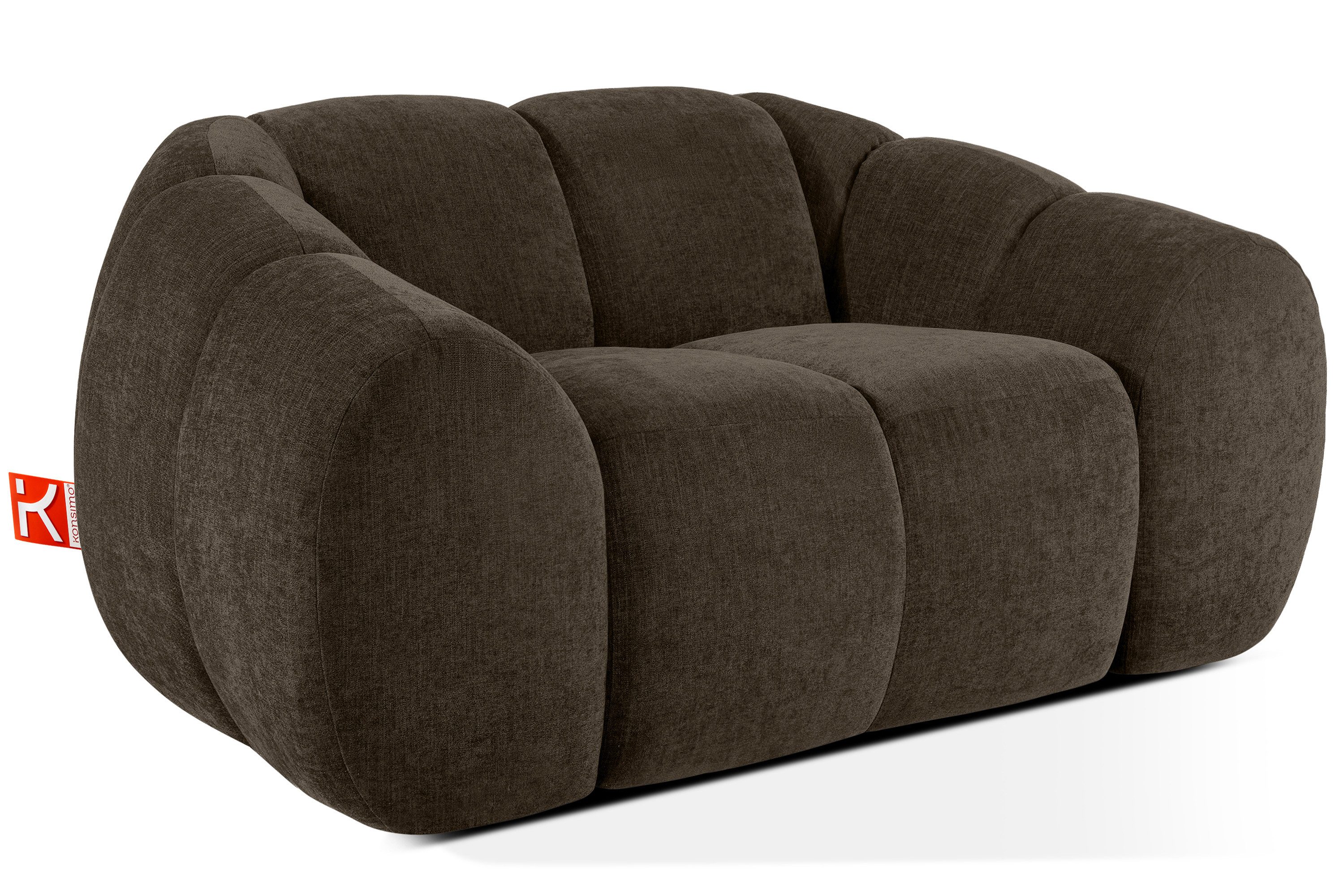 KONSIMO® Sessel FLAVA Einzelsessel, handgefertigt, Premiumqualität aus EU (Relaxsessel), mit Wellfedern, Retro-Modern, höchster Komfort