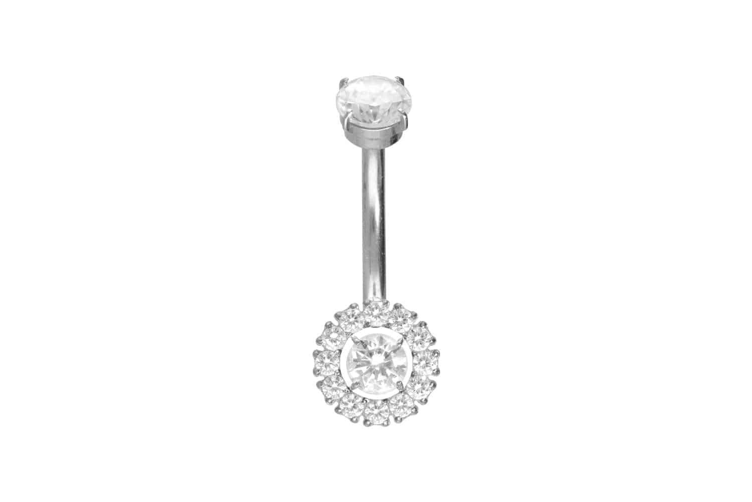 Bauchnabelpiercing Titan Bananabell mit Innengewinde KRISTALLE