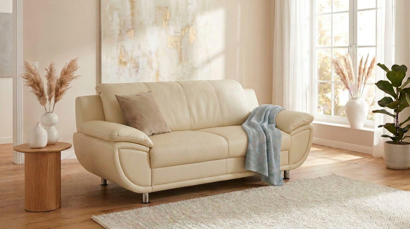 TRENDMANUFAKTUR 2-Sitzer Rondo 178 cm, 2-Sitzer, komfortabel, Federkern optional, Chromfüße, Couch wahlweise mit Federkern und in verschiedenen Bezügen bestellb – Bild 2 von 5