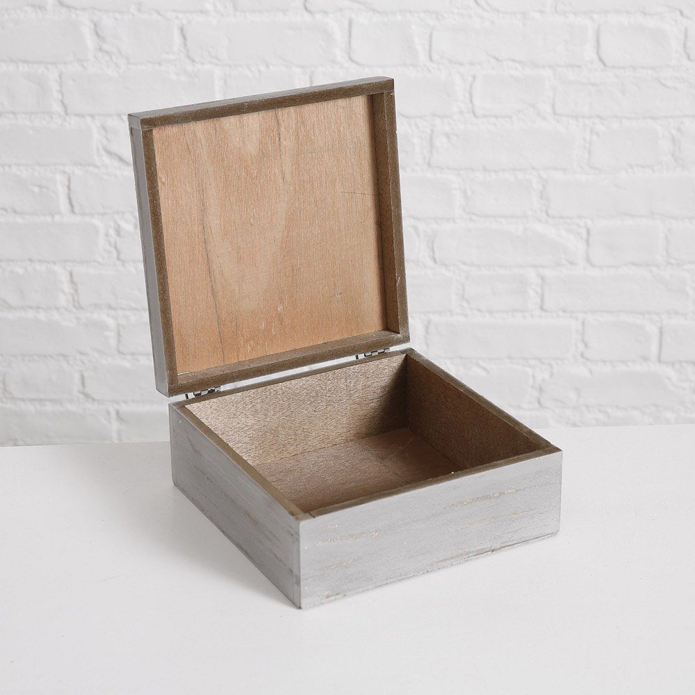 BOLTZE Aufbewahrungskorb »2tlg. Box ANCHOR grau weiß gold Holz