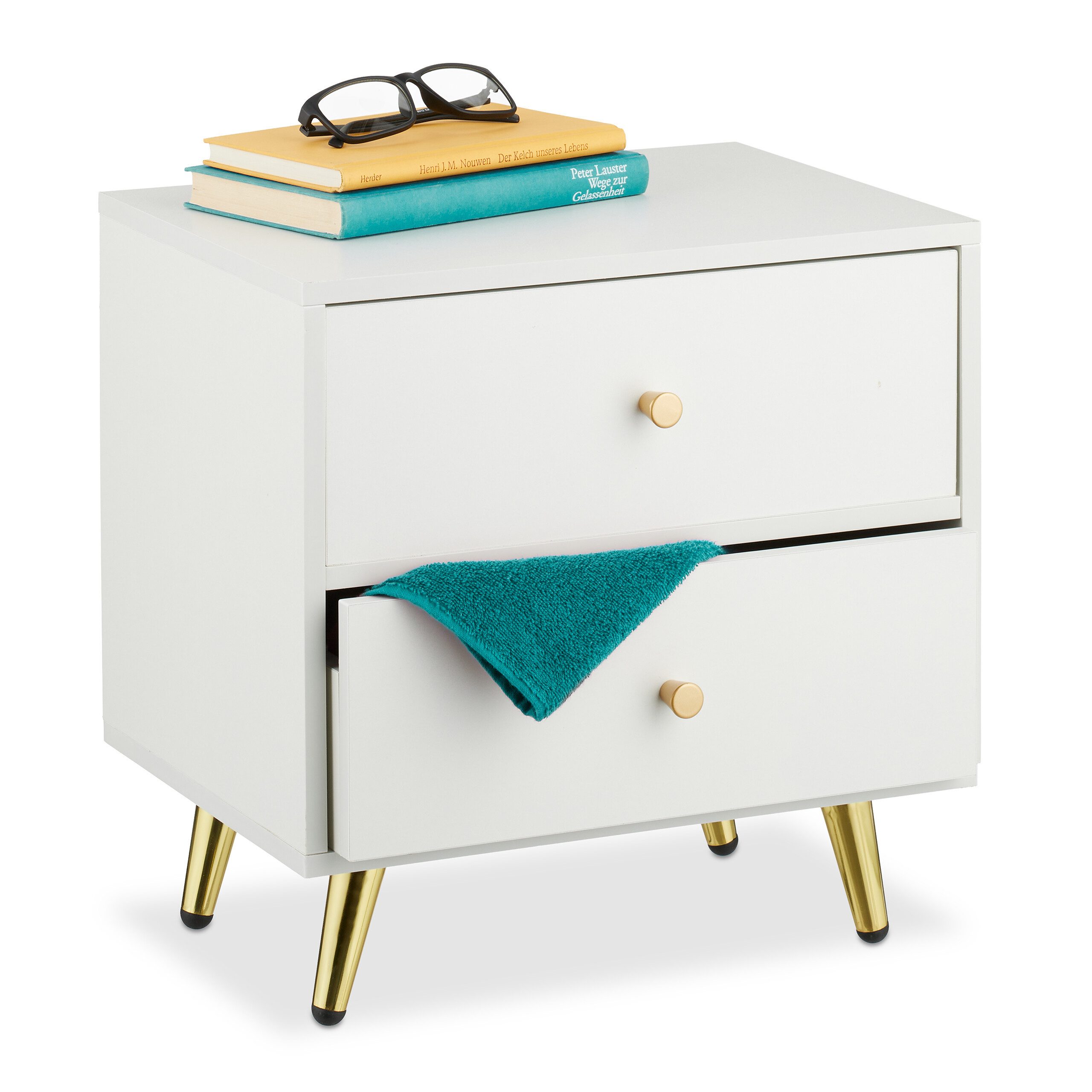 relaxdays Nachttisch goldene Beine (1-St), 1er Pack günstig online kaufen